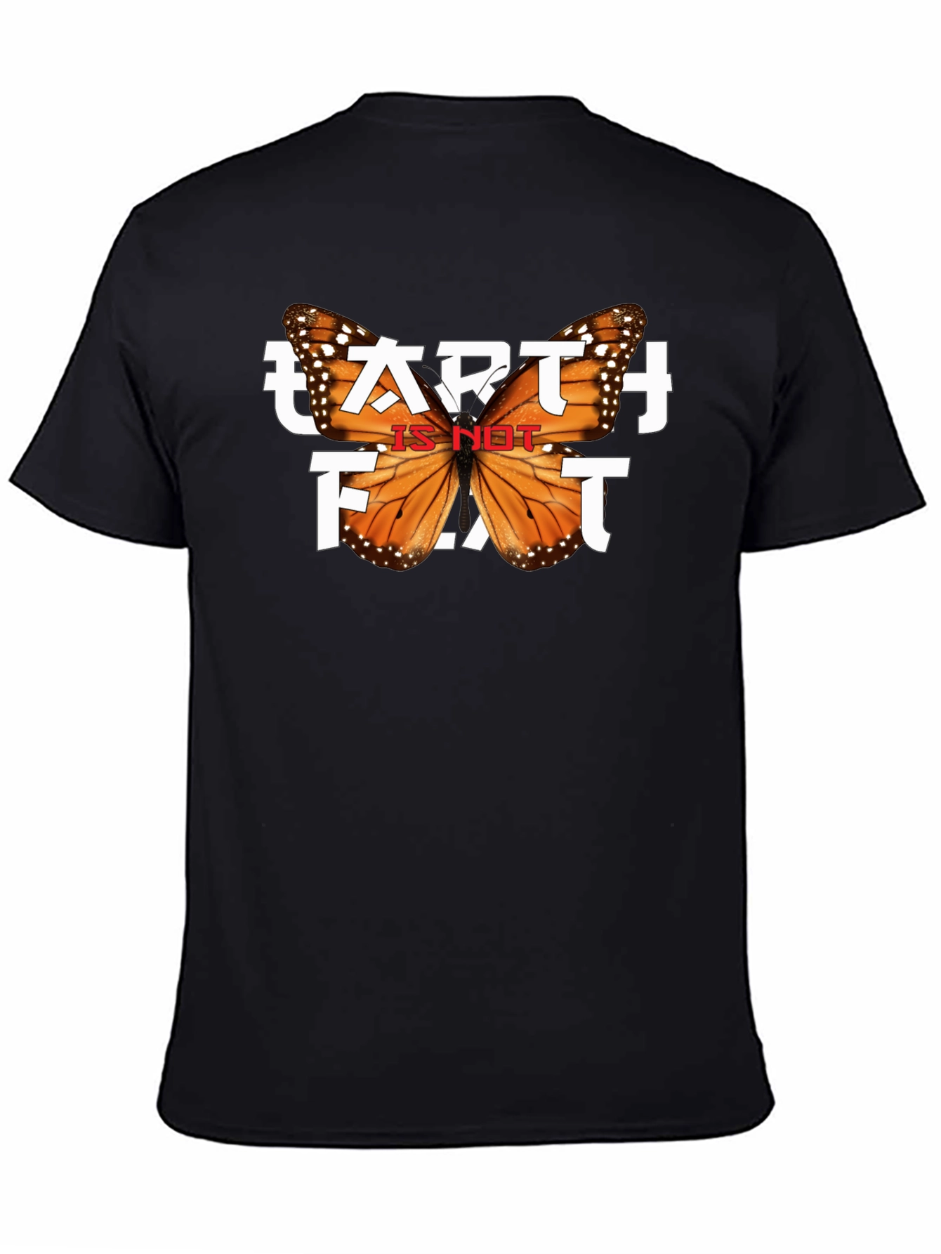 Black Earth is NOT Flat Butterfly Graphic Tee view 4