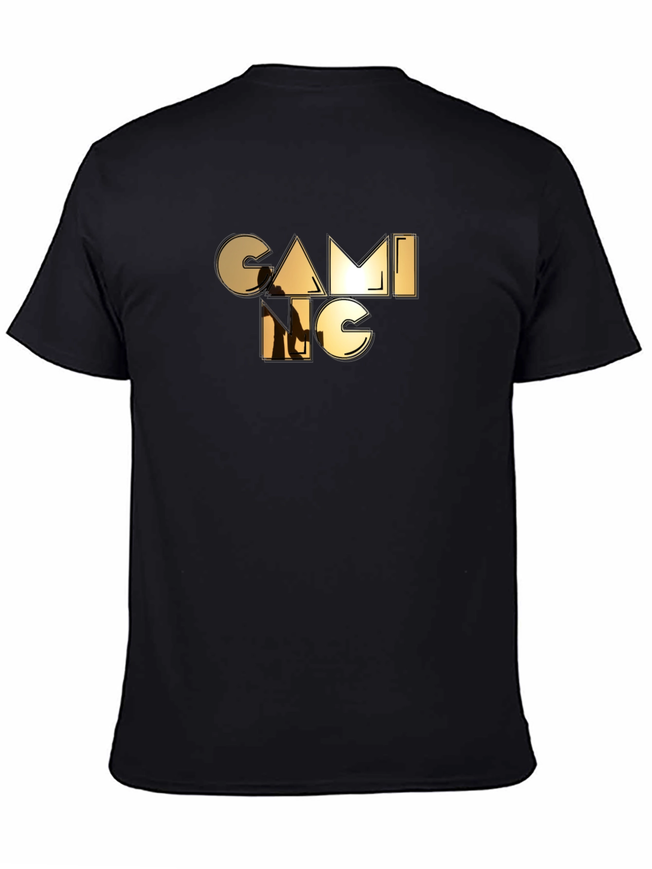 Black Gaming Graphic Tee - Black Cotton Casual Shirt view 4