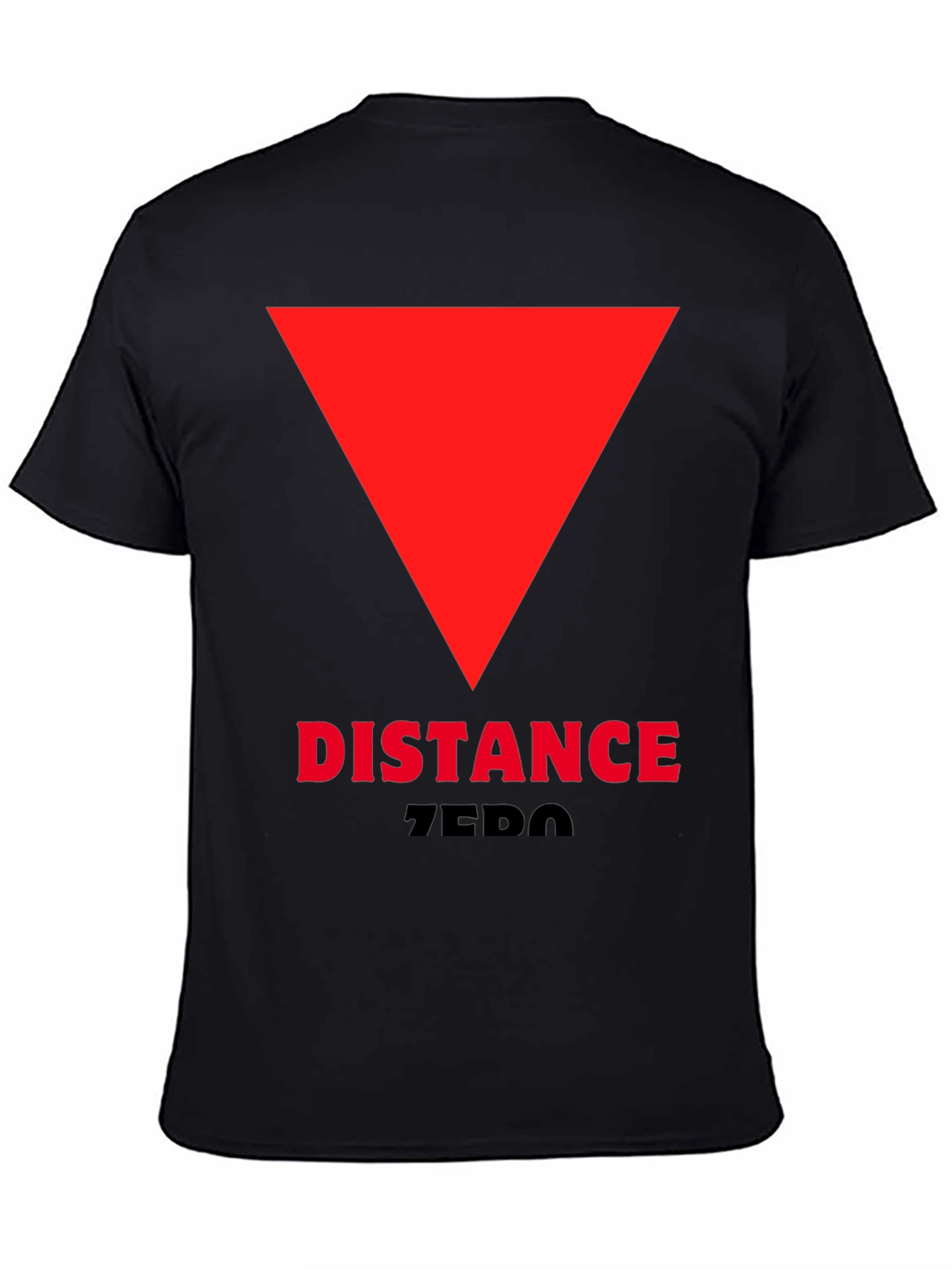 Black Distance Zero T-Shirt - Red Triangle Design view 4