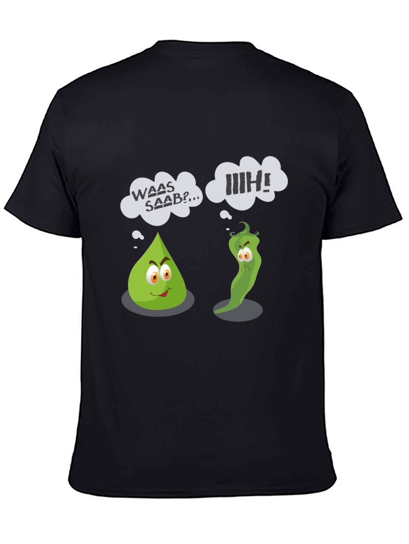 Black Funny Cartoon Vegetables Black T-Shirt view 4