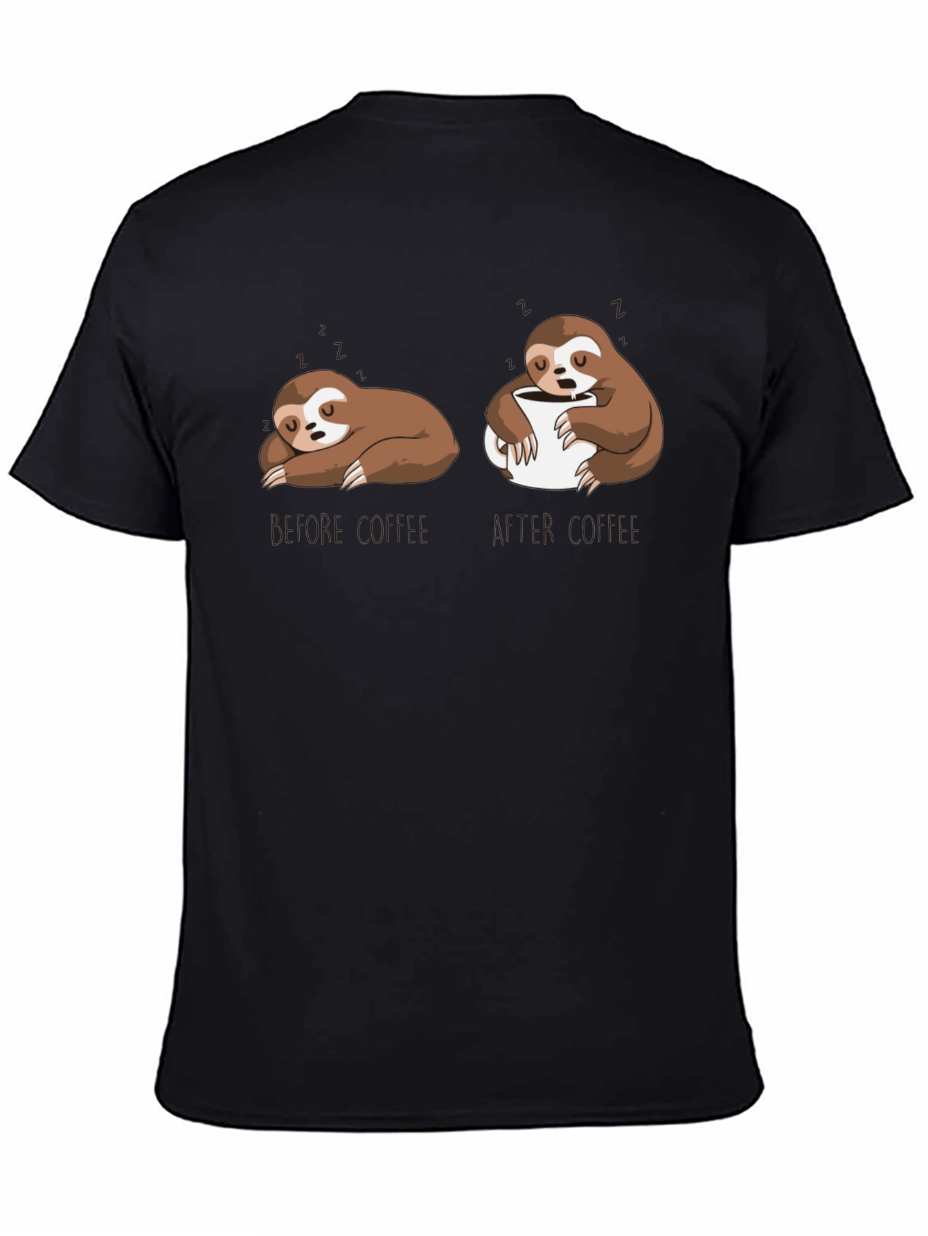 Black Sloth Coffee T-Shirt - Funny Graphic Tee view 4