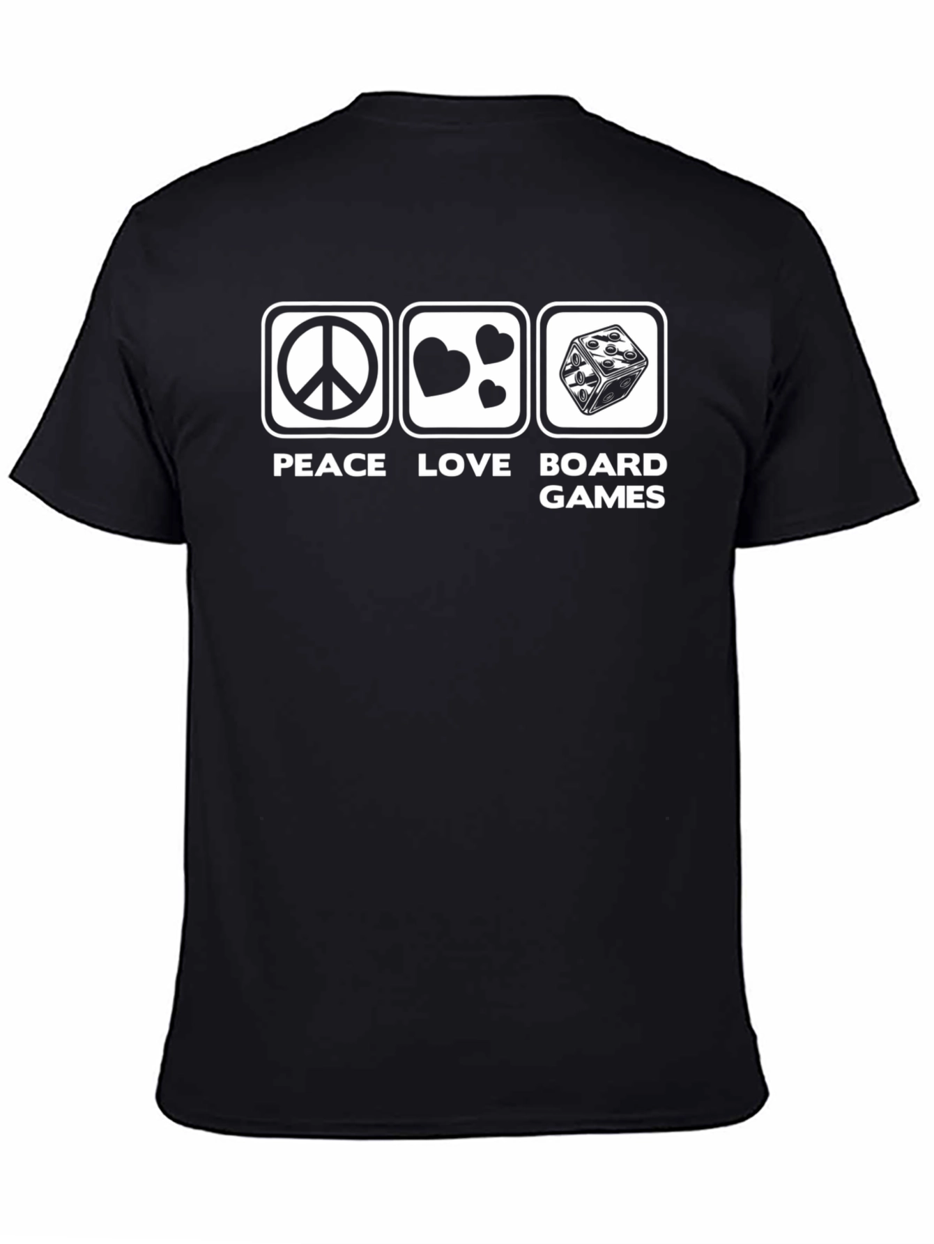 Black Peace Love Board Games T-Shirt view 4