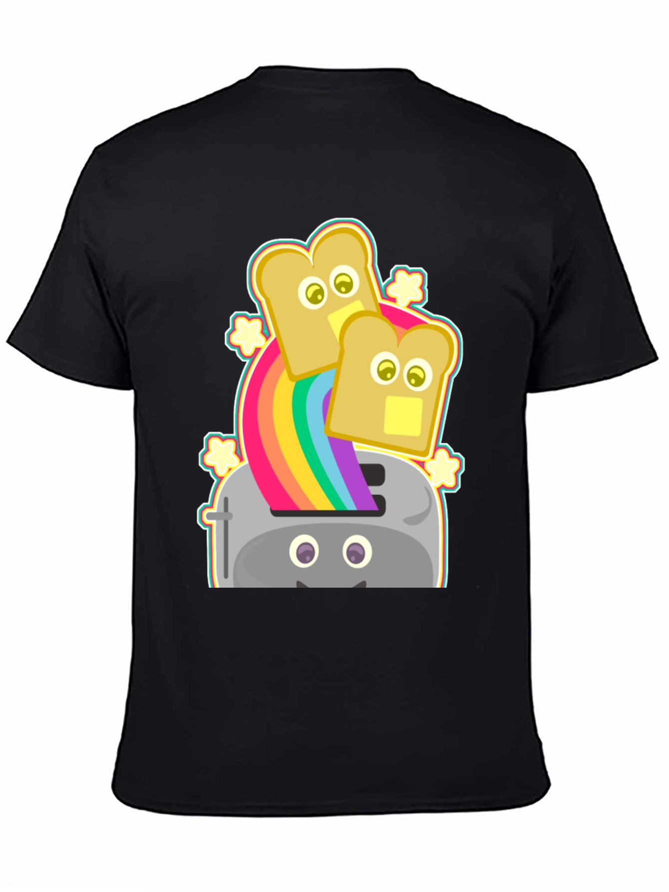 Black Rainbow Toaster Bread T-Shirt, Novelty Tee view 4