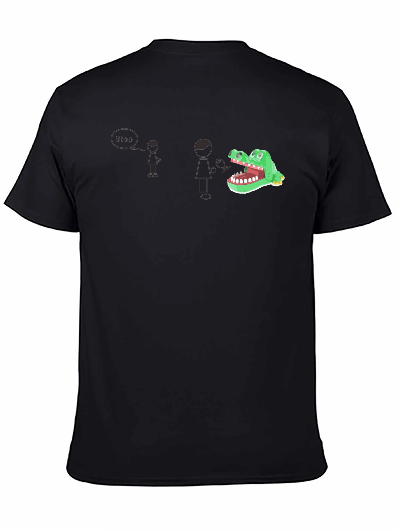 Black Funny Alligator Graphic Black T-Shirt view 4