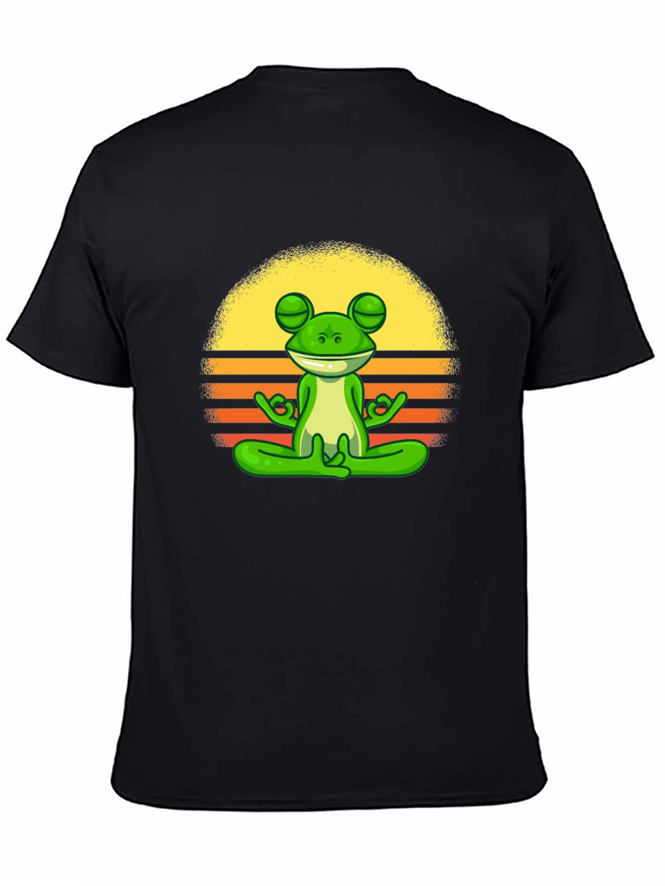 Black Zen Frog Graphic Tee - Relaxed Fit Cotton T-Shirt view 4