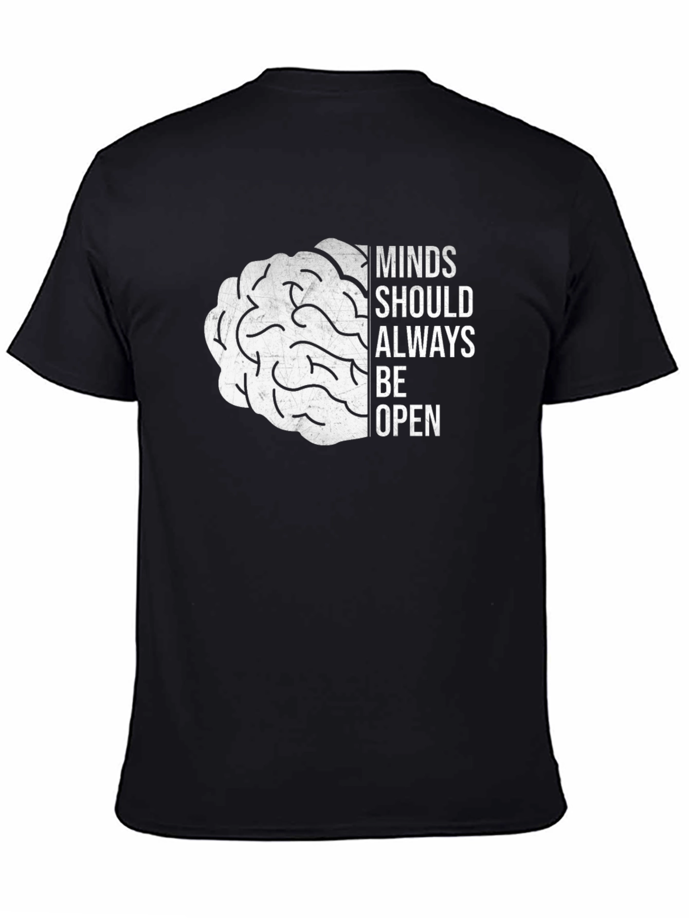 Black Open Minds Brain Graphic T-Shirt - Black view 4
