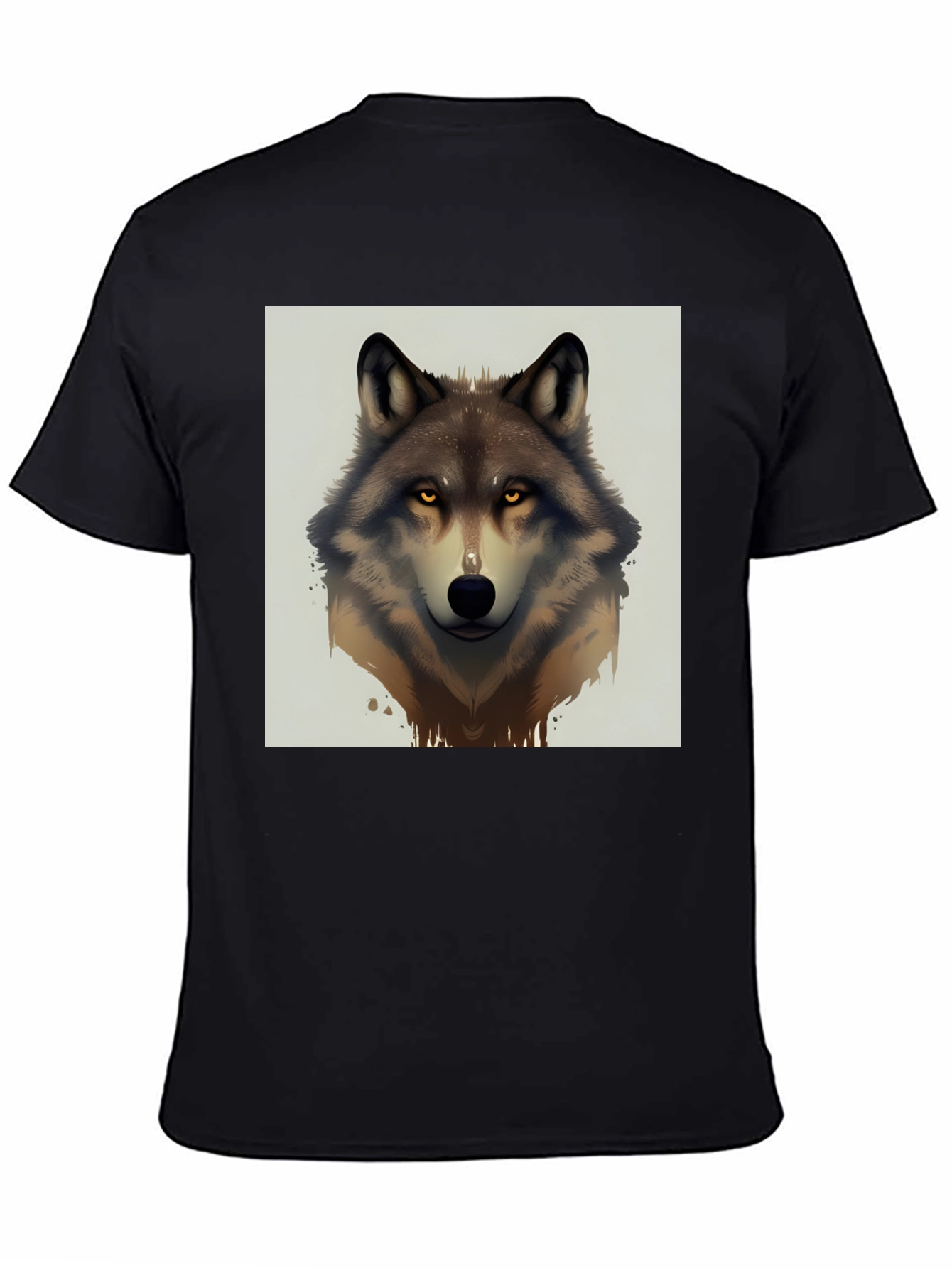Black Wolf Graphic Tee - Men's Black Short Sleeve T-Shirt view 4