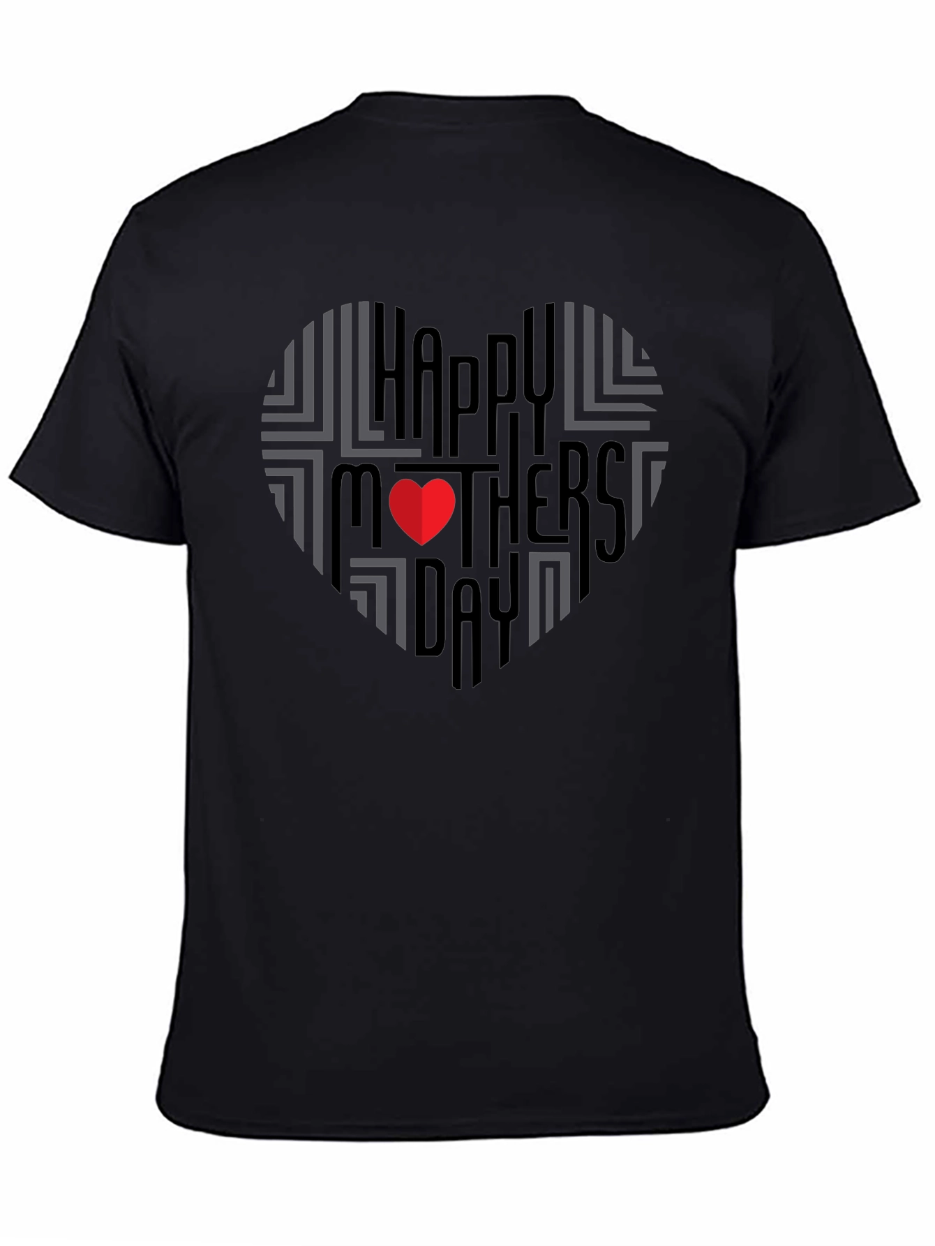 Black Happy Mother's Day Heart T-Shirt - Black view 4