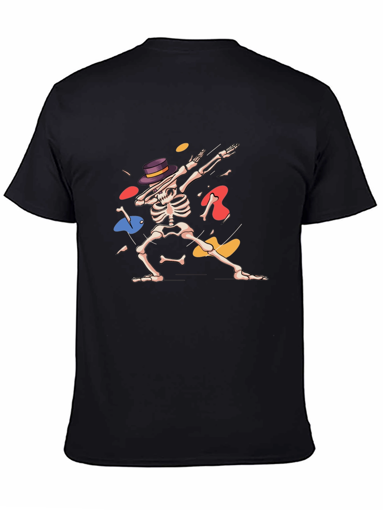 Black Dabbing Skeleton Graphic T-Shirt view 4
