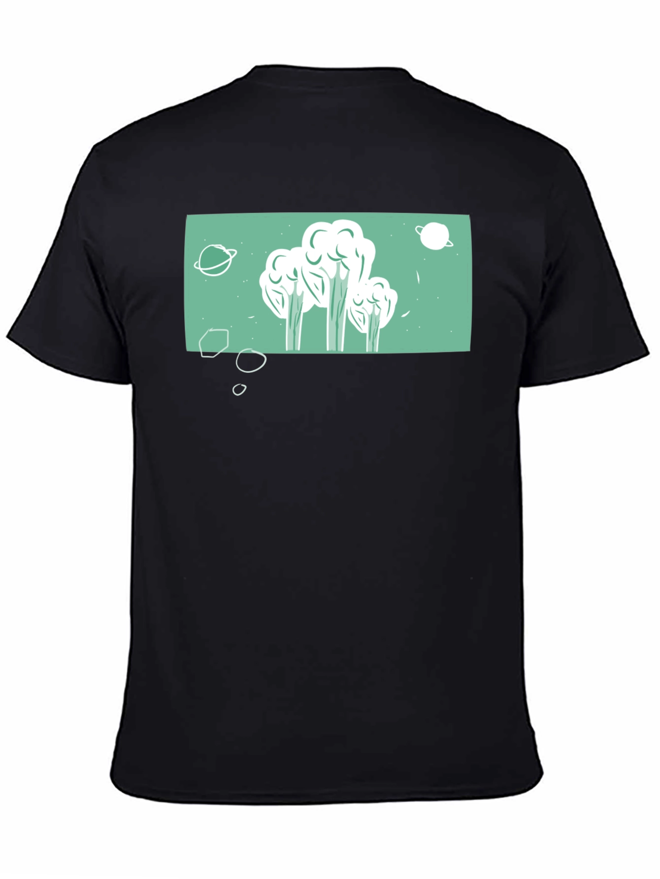 Black Space Broccoli T-Shirt - Quirky Graphic Tee view 4