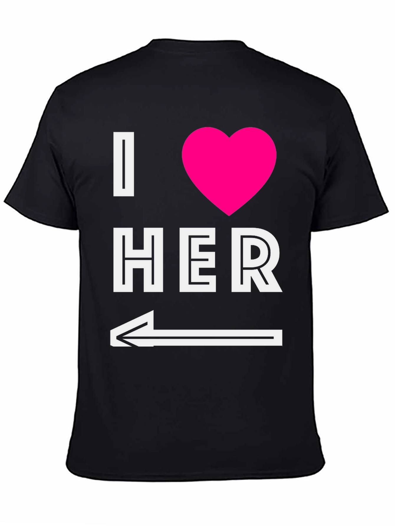 Black I Heart Her T-Shirt with Arrow Graphic view 4