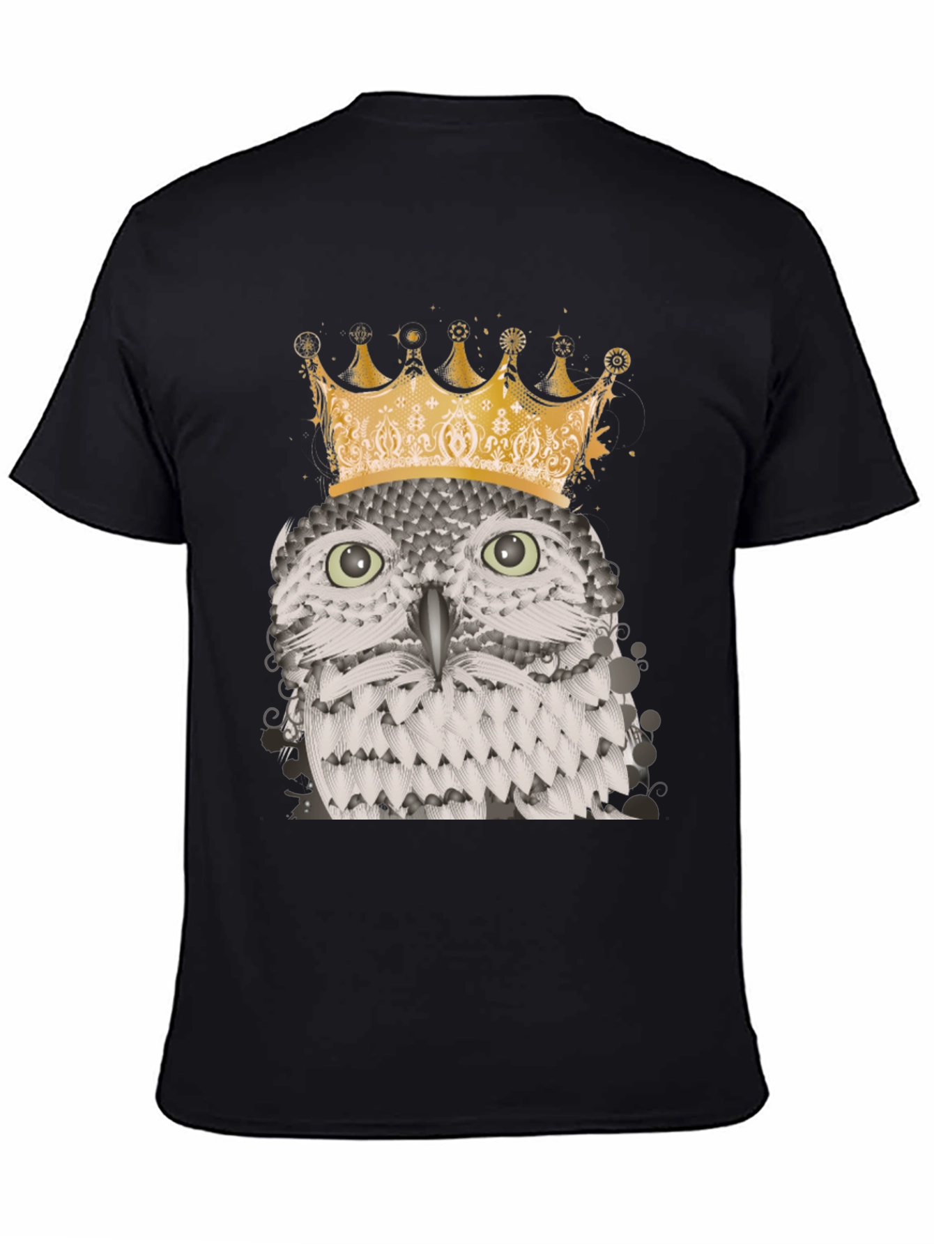 Black Owl King Graphic Tee - Black Cotton Blend T-Shirt view 4