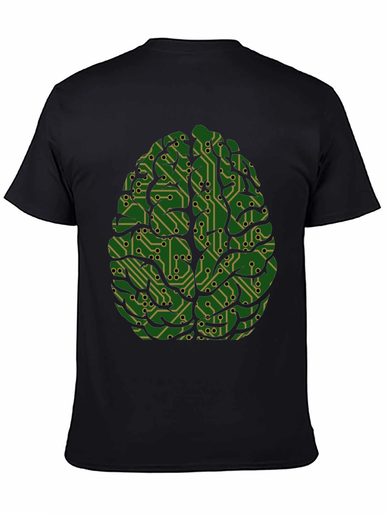 Black Circuit Brain Graphic Tee - Mens Cool Science T-Shirt view 4