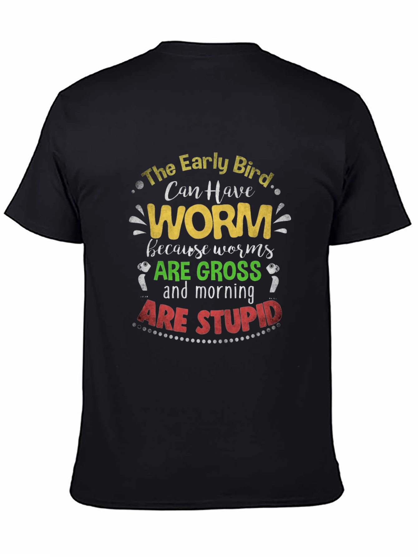Black Early Bird Worms Graphic Tee view 4
