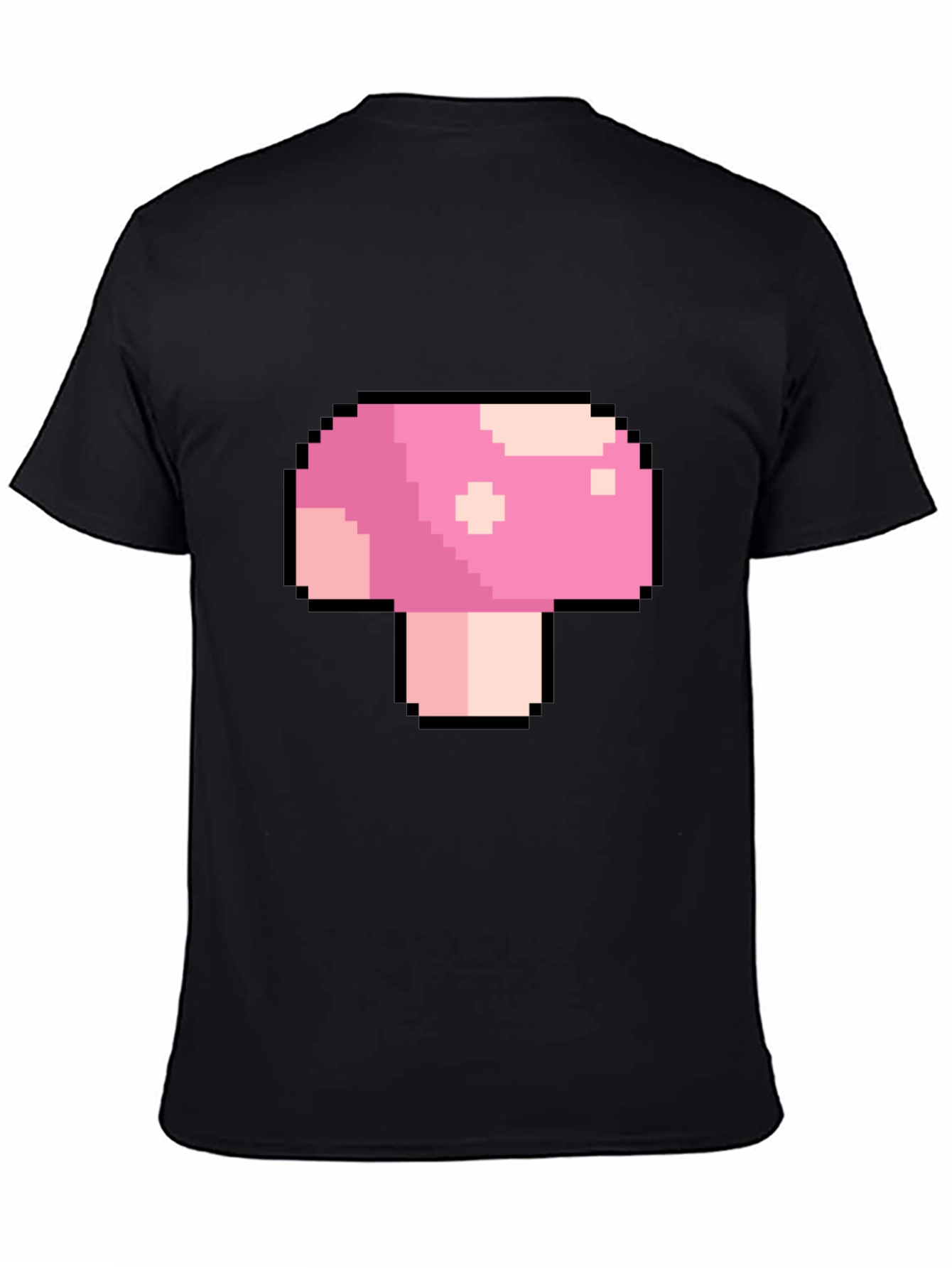 Black Pixel Mushroom Graphic T-Shirt - Retro Gaming Tee view 4