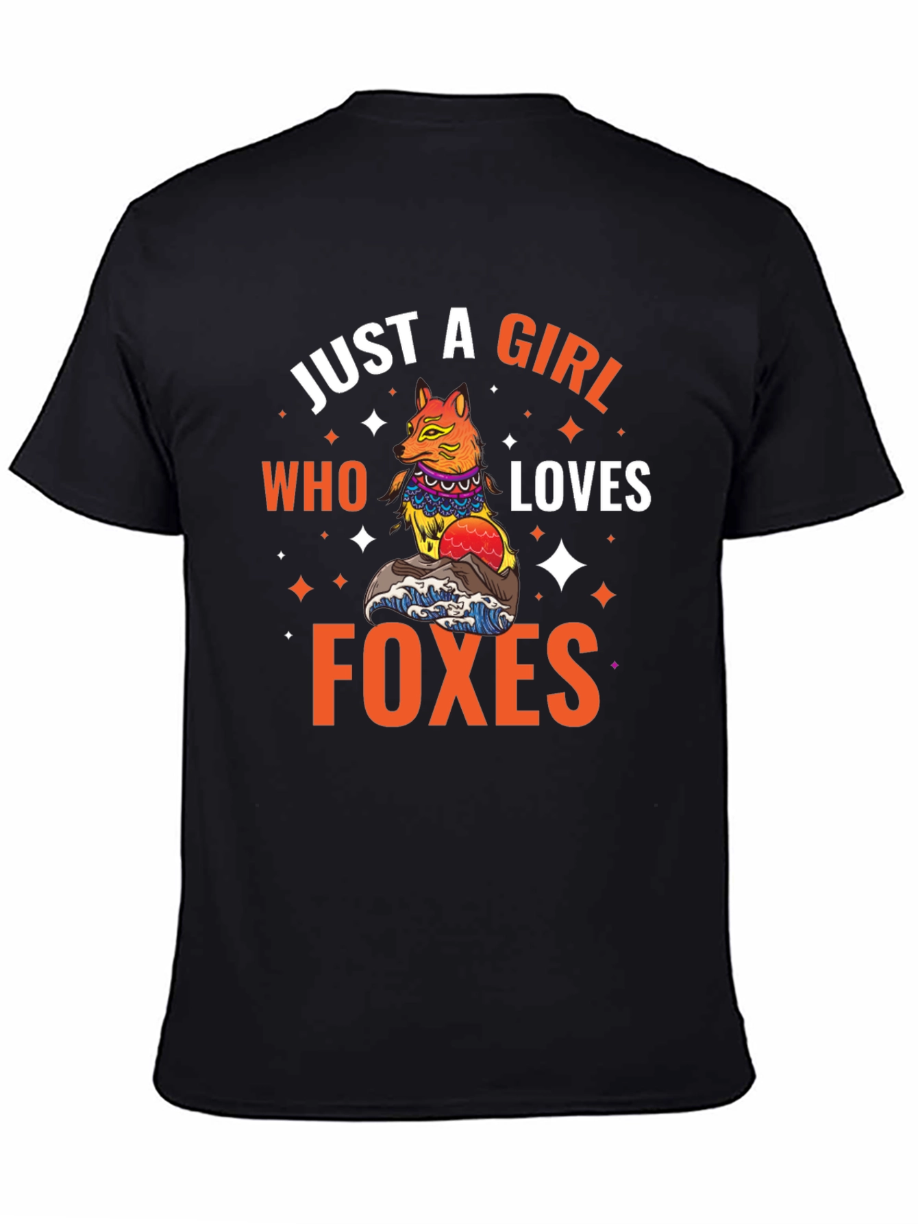 Black Just A Girl Who Loves Foxes Graphic T-Shirt view 4