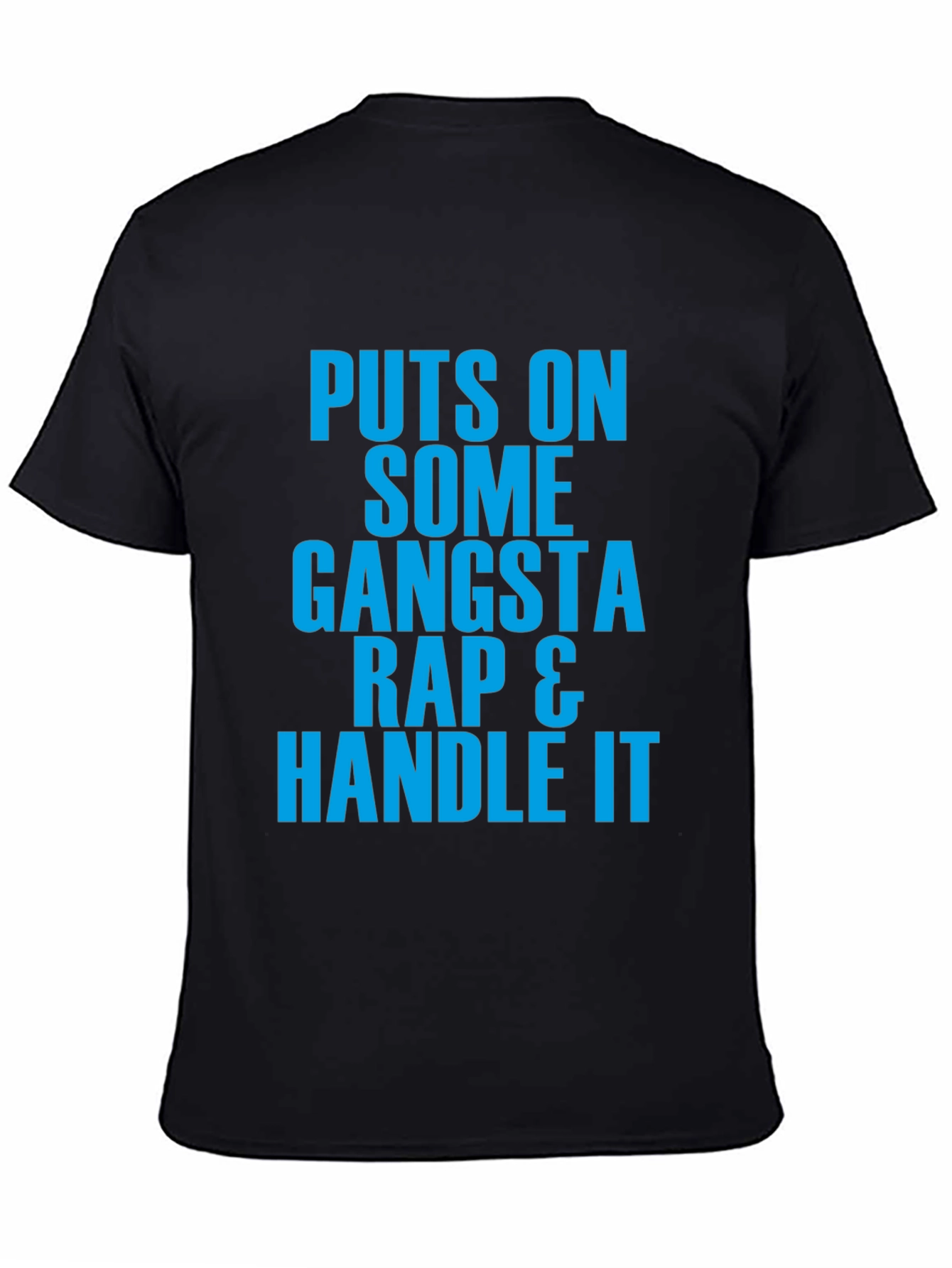 Black Gangsta Rap Graphic Tee - Handle It Black T-Shirt view 4