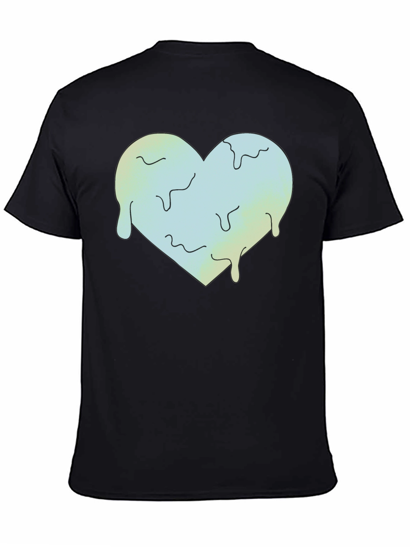 Black Melting Heart Graphic Tee - Black Crew Neck view 4