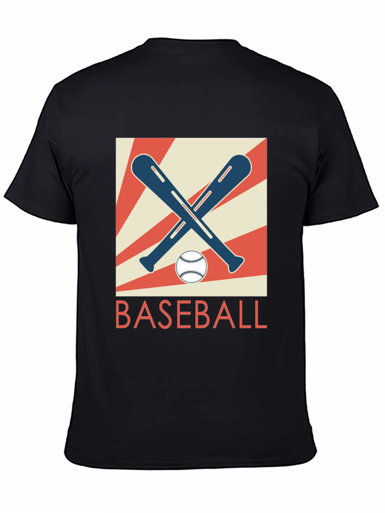 Black Retro Baseball Bats & Ball Graphic T-Shirt view 4