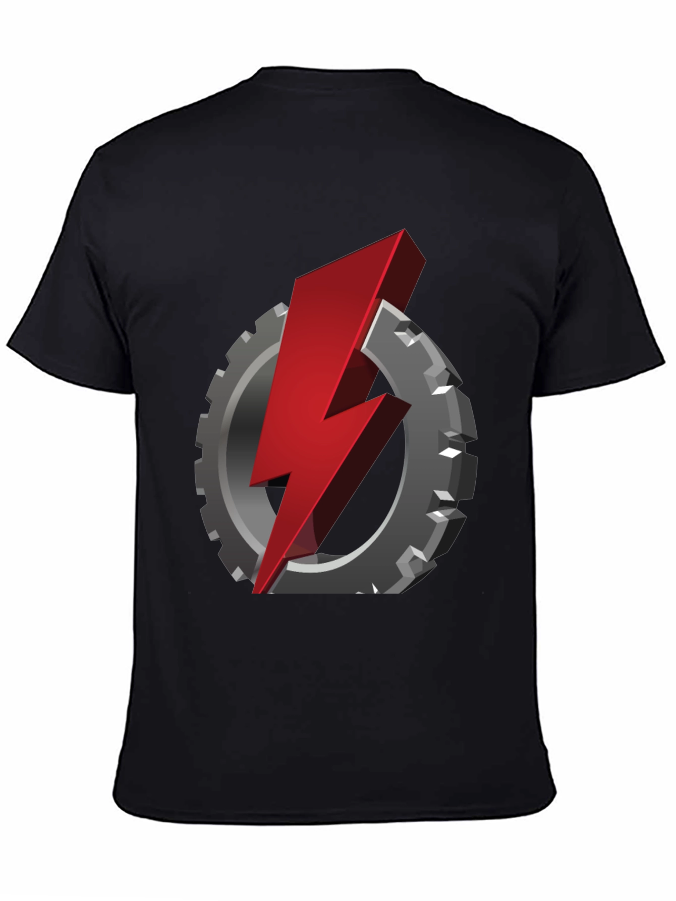 Black Gear & Lightning Bolt Graphic T-Shirt view 4