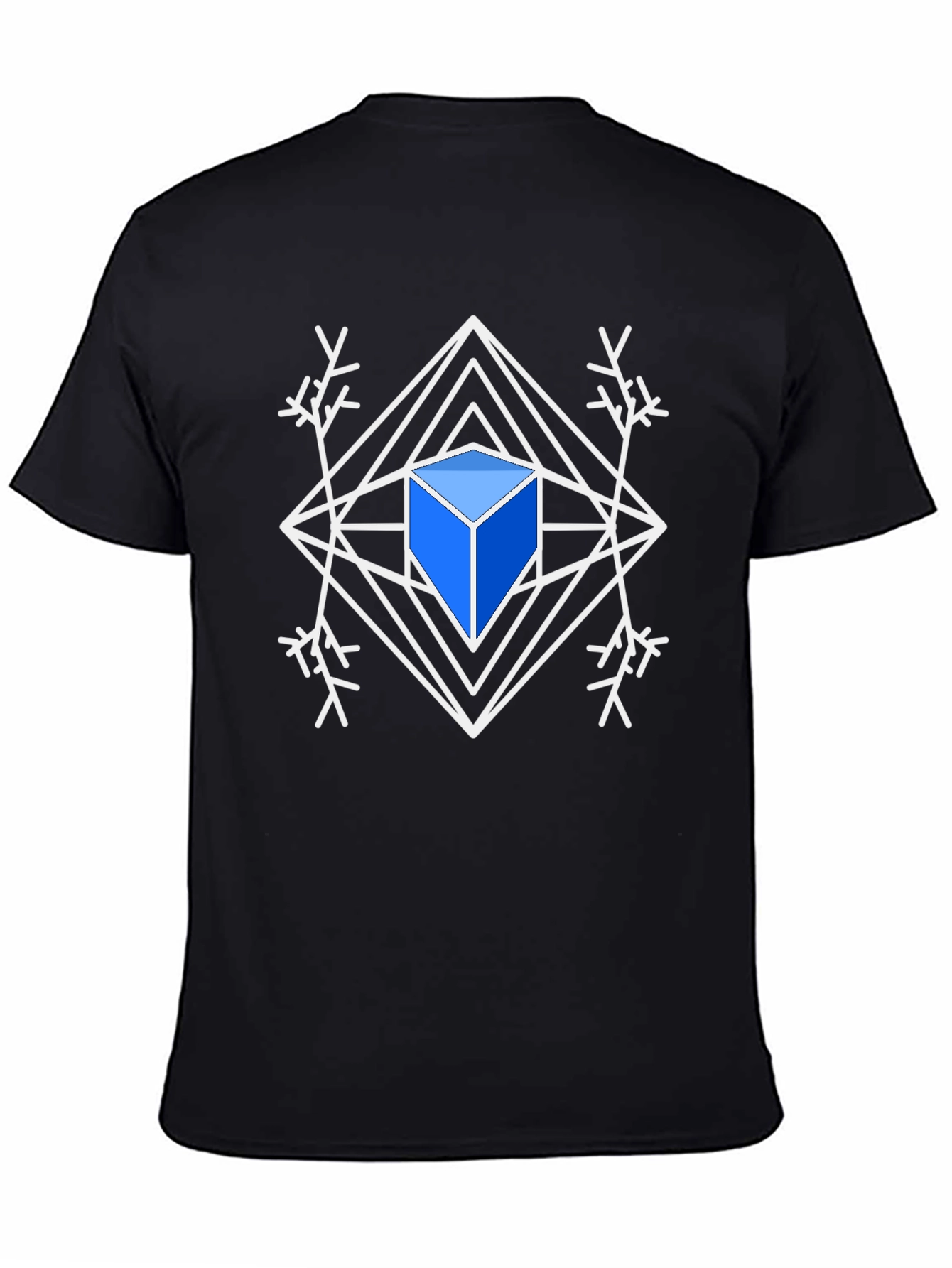Black Geometric Cube Snowflake Graphic Tee view 4