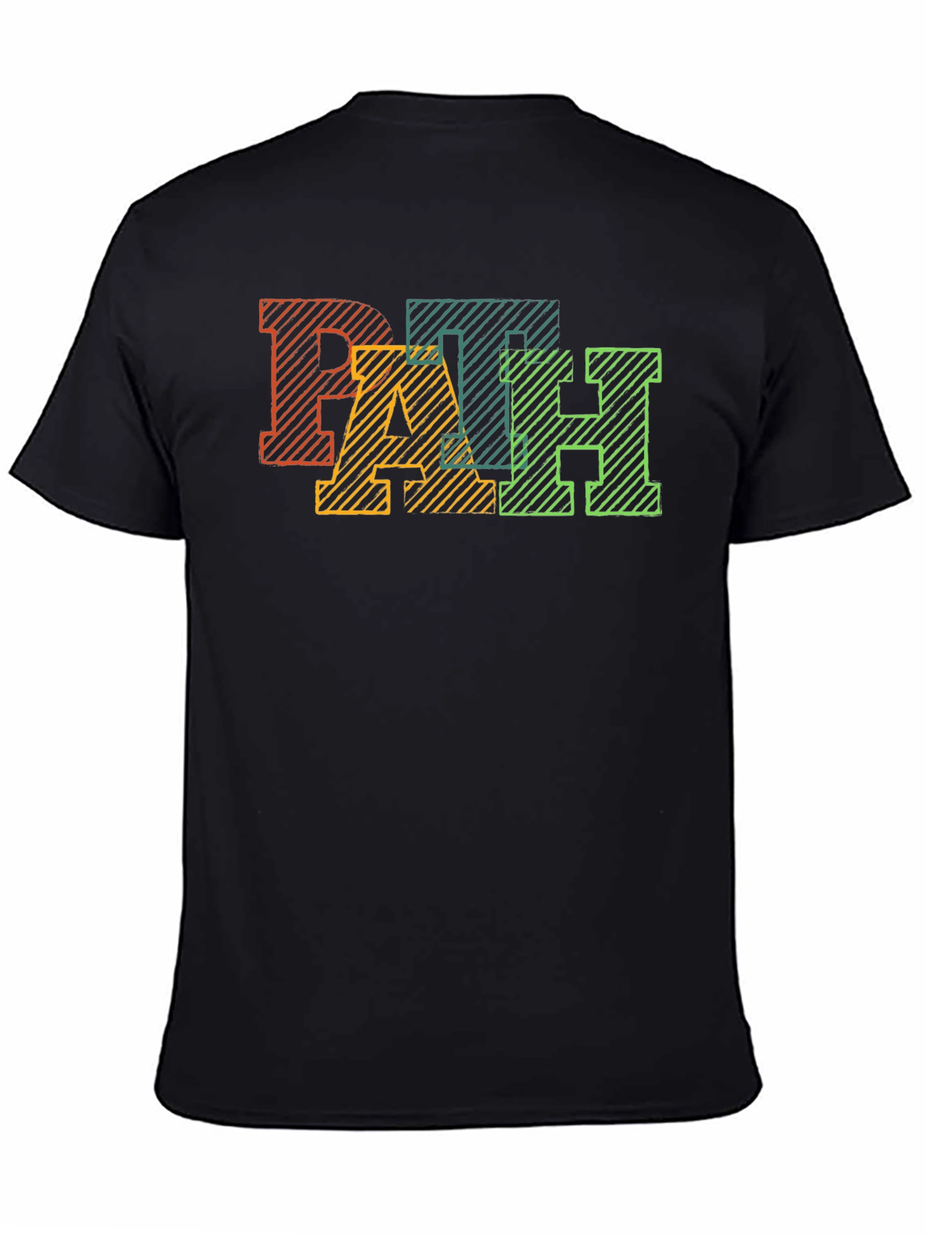 Black PATH Graphic Tee - Cool Striped Letter Design view 4