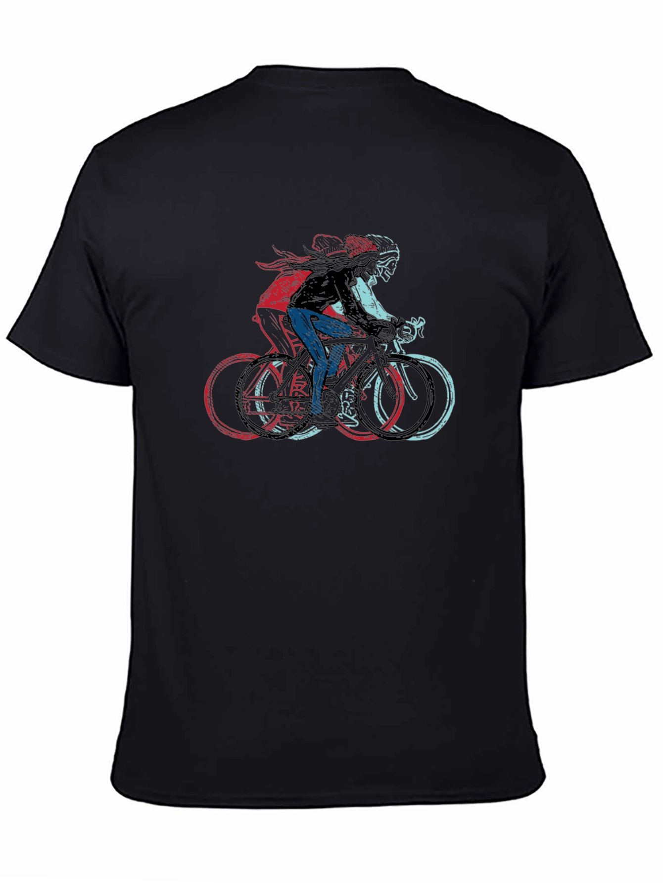 Black Cool Cyclist Graphic Print Black T-Shirt view 4