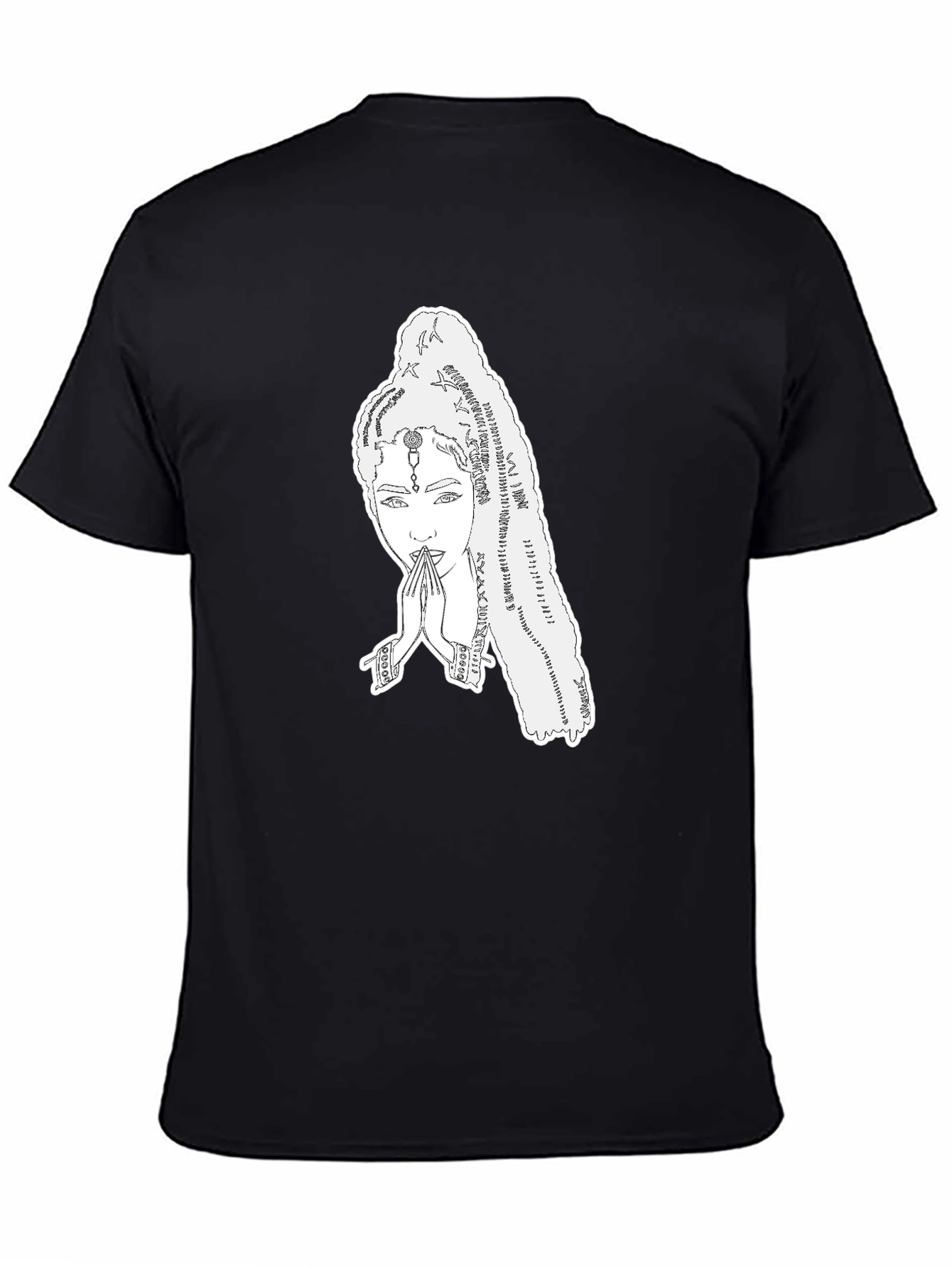 Black Elegant Graphic Tee - Woman Praying Design view 4