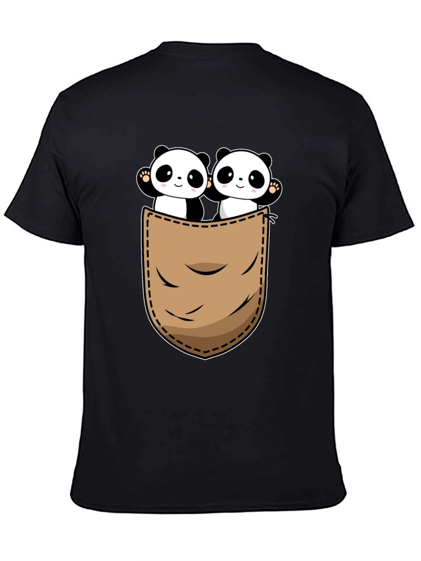 Black Panda Pocket T-Shirt - Cute Graphic Tee view 4