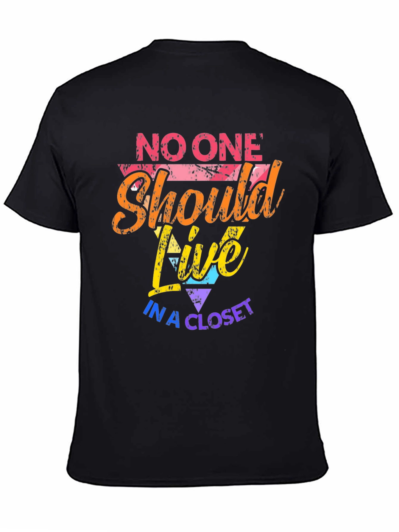 Black LGBTQ+ Pride Graphic Tee - No One Should Live in a Closet view 4