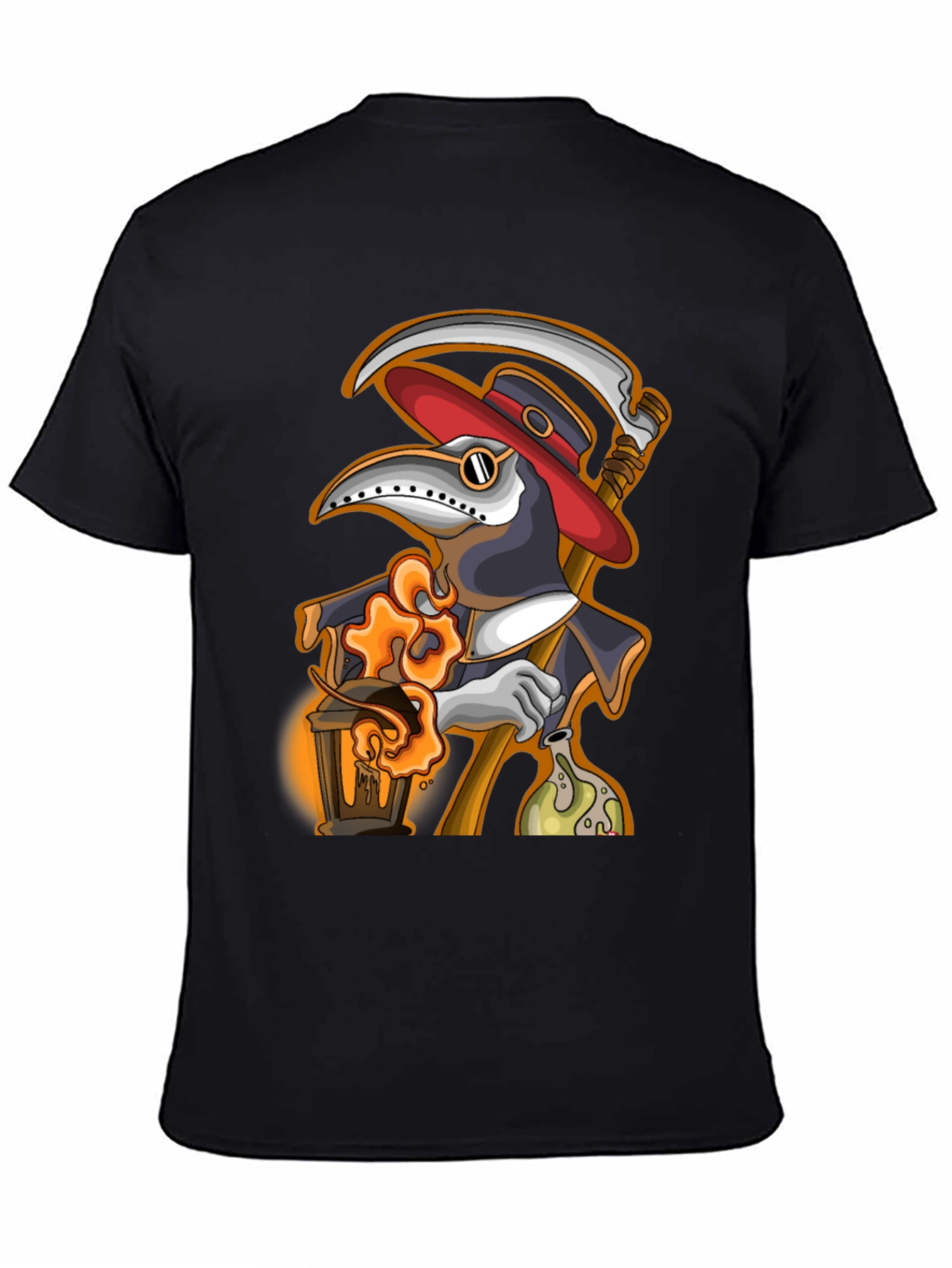 Black Plague Doctor Grim Reaper T-Shirt view 4
