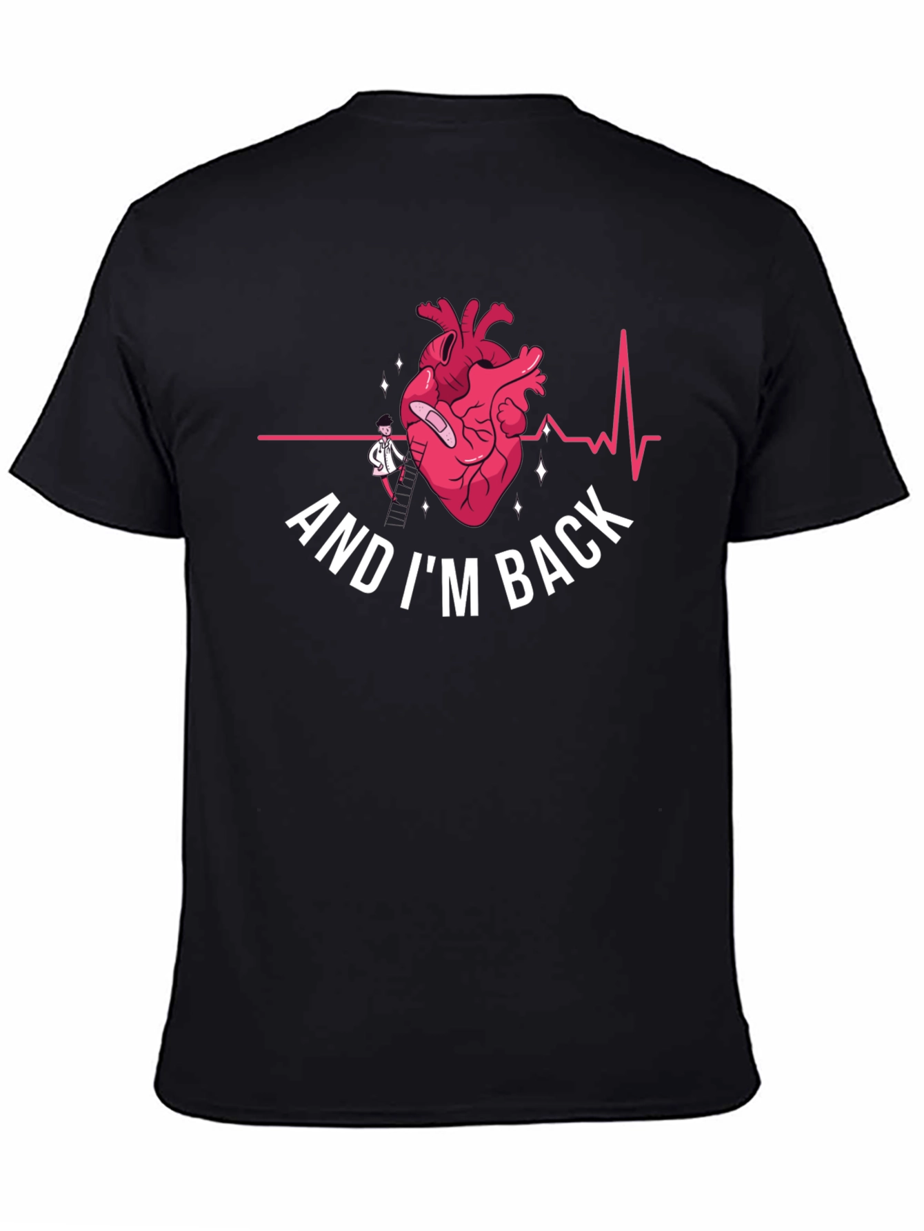 Black Heart Surgery Recovery T-Shirt - "And I'm Back" view 4
