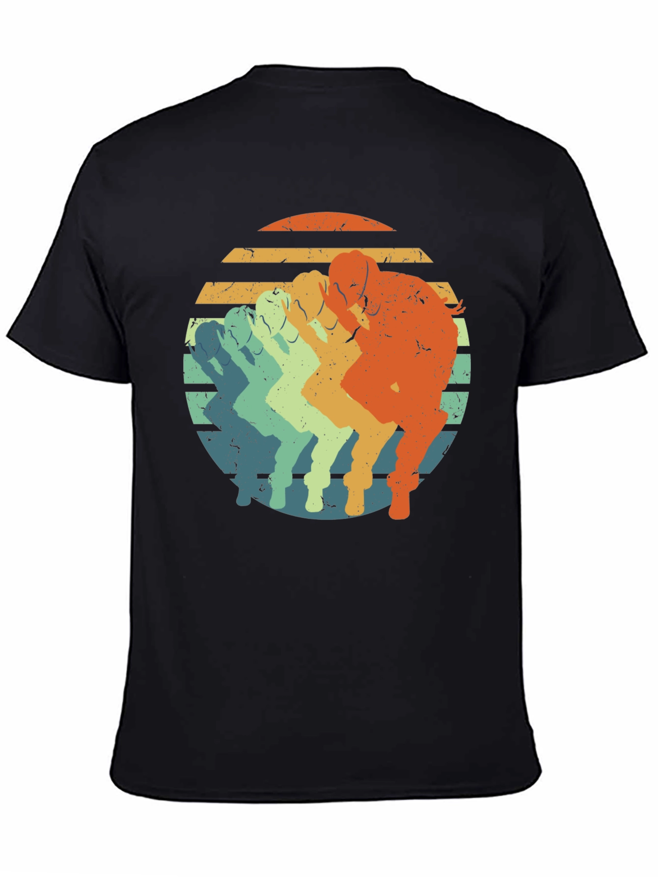 Black Vintage Sunset Running T-Shirt - Retro Style view 4