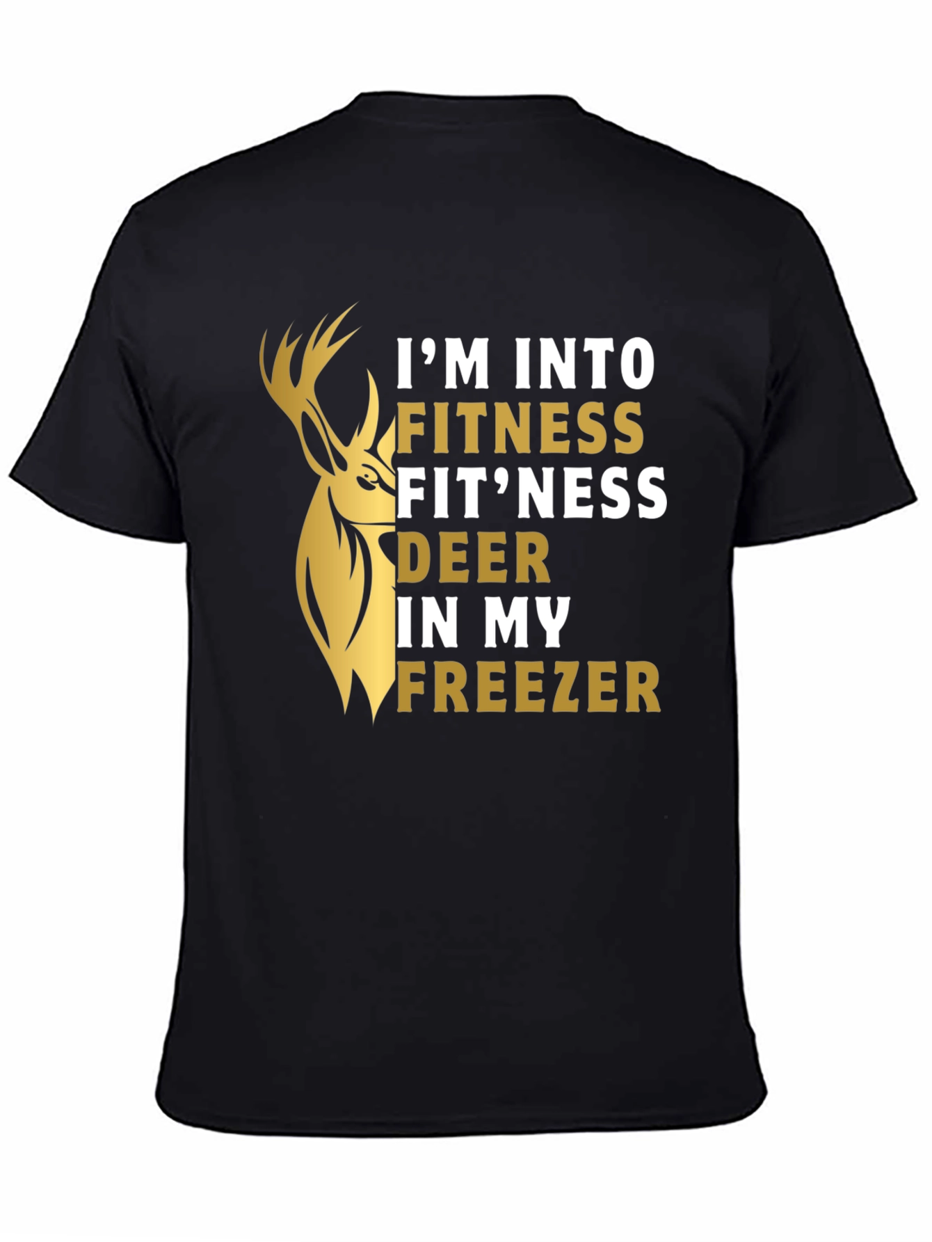 Black Fitness Fit'ness Deer Funny Graphic T-Shirt view 4