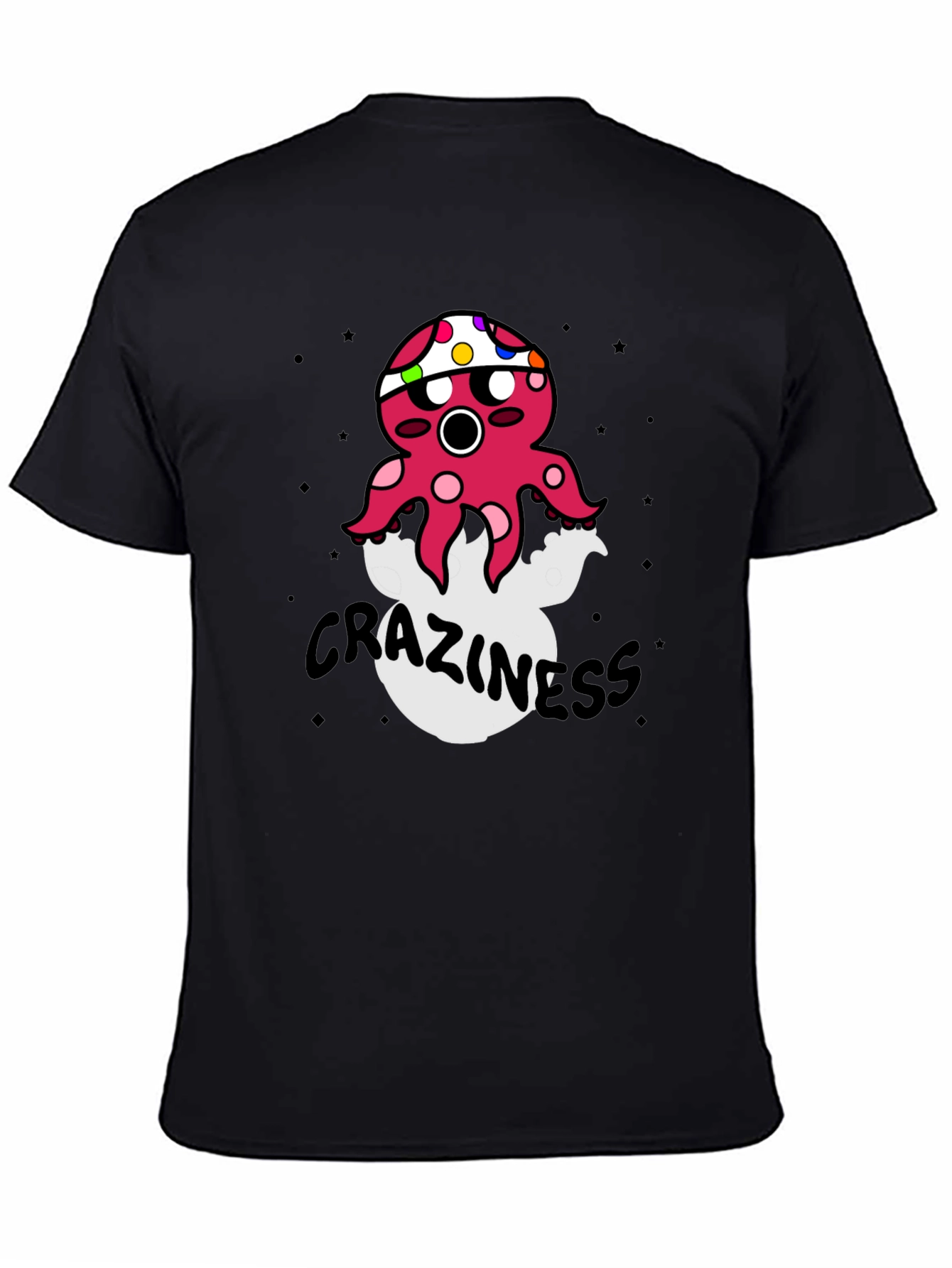 Black Crazy Octopus Graphic T-Shirt view 4