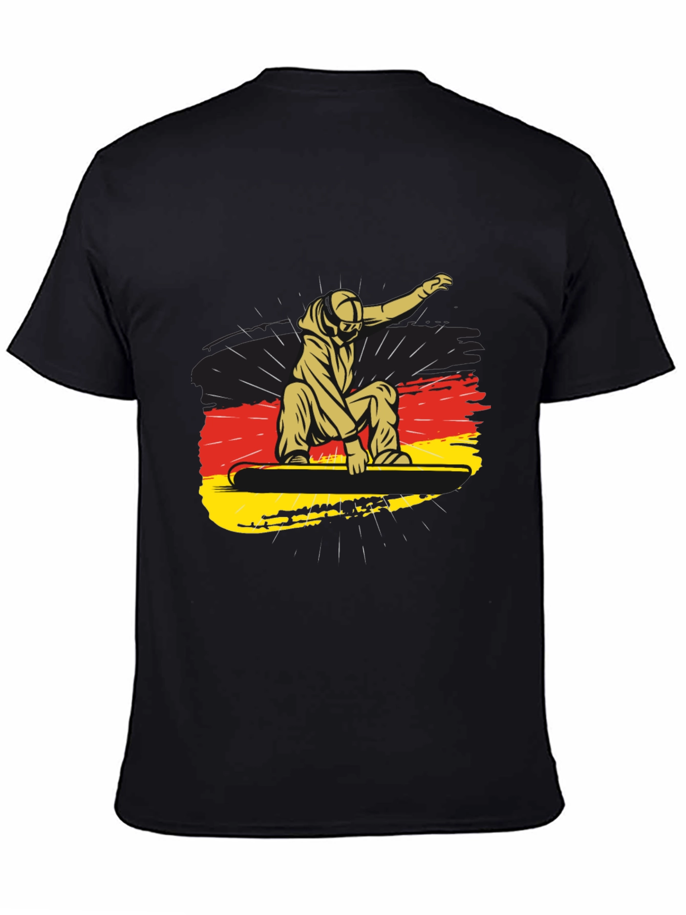 Snowboarder Germany Flag Black Graphic Tee - 4