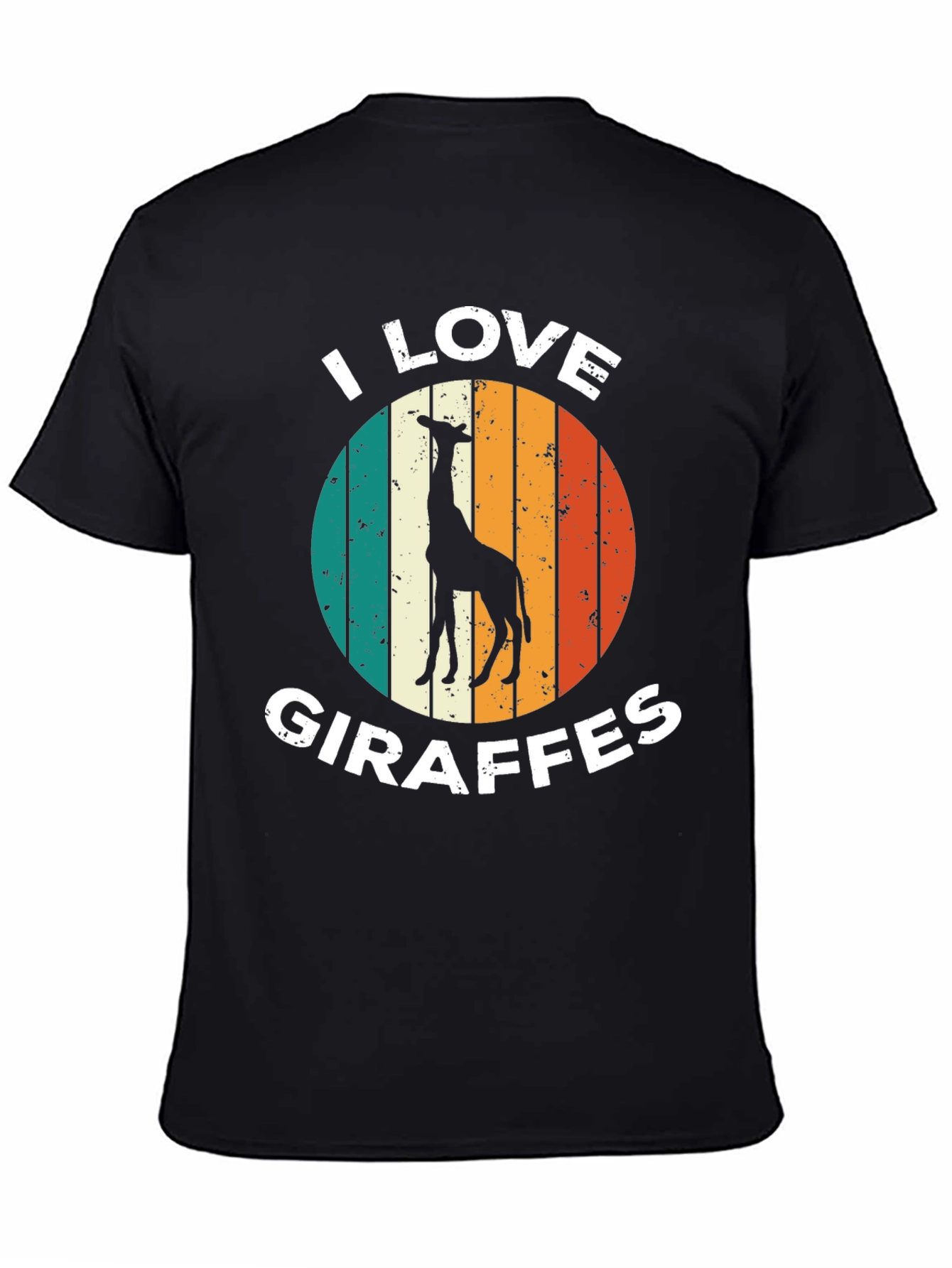 Black I Love Giraffes T-Shirt Retro Style view 4
