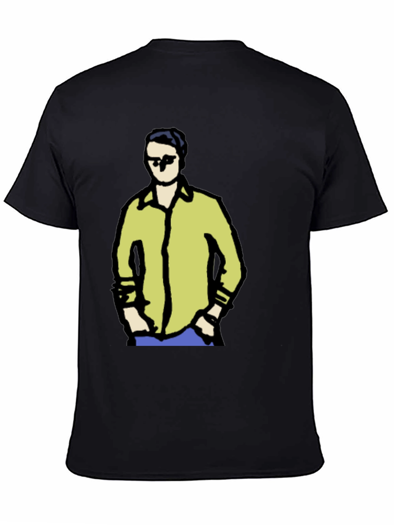Black Cool Cartoon Guy Graphic Tee - Black view 4