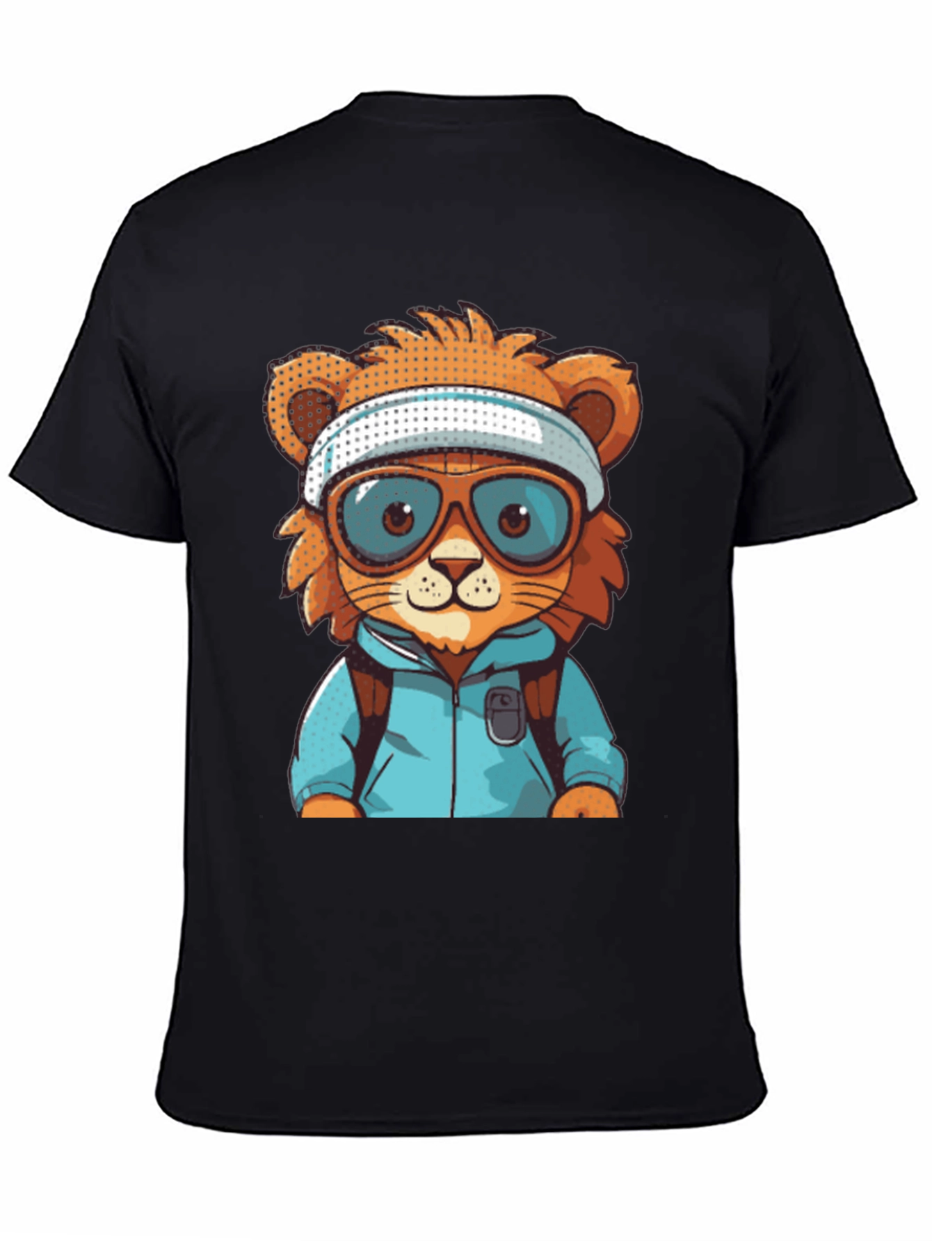 Black Cartoon Lion T-Shirt view 4