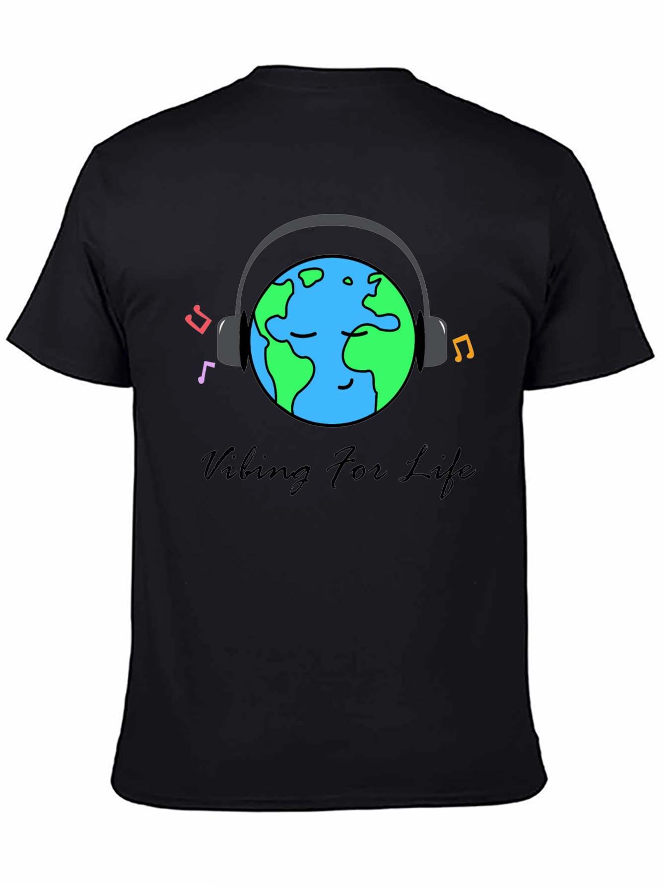 Black Vibing For Life Black Graphic Tee view 4