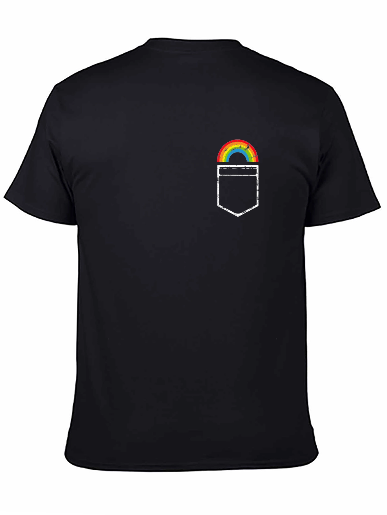 Black Rainbow Pocket Graphic T-Shirt - Casual Wear view 4