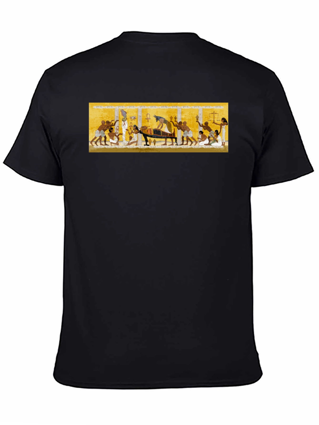 Black Egyptian Art Print Black Tee - Unisex view 4