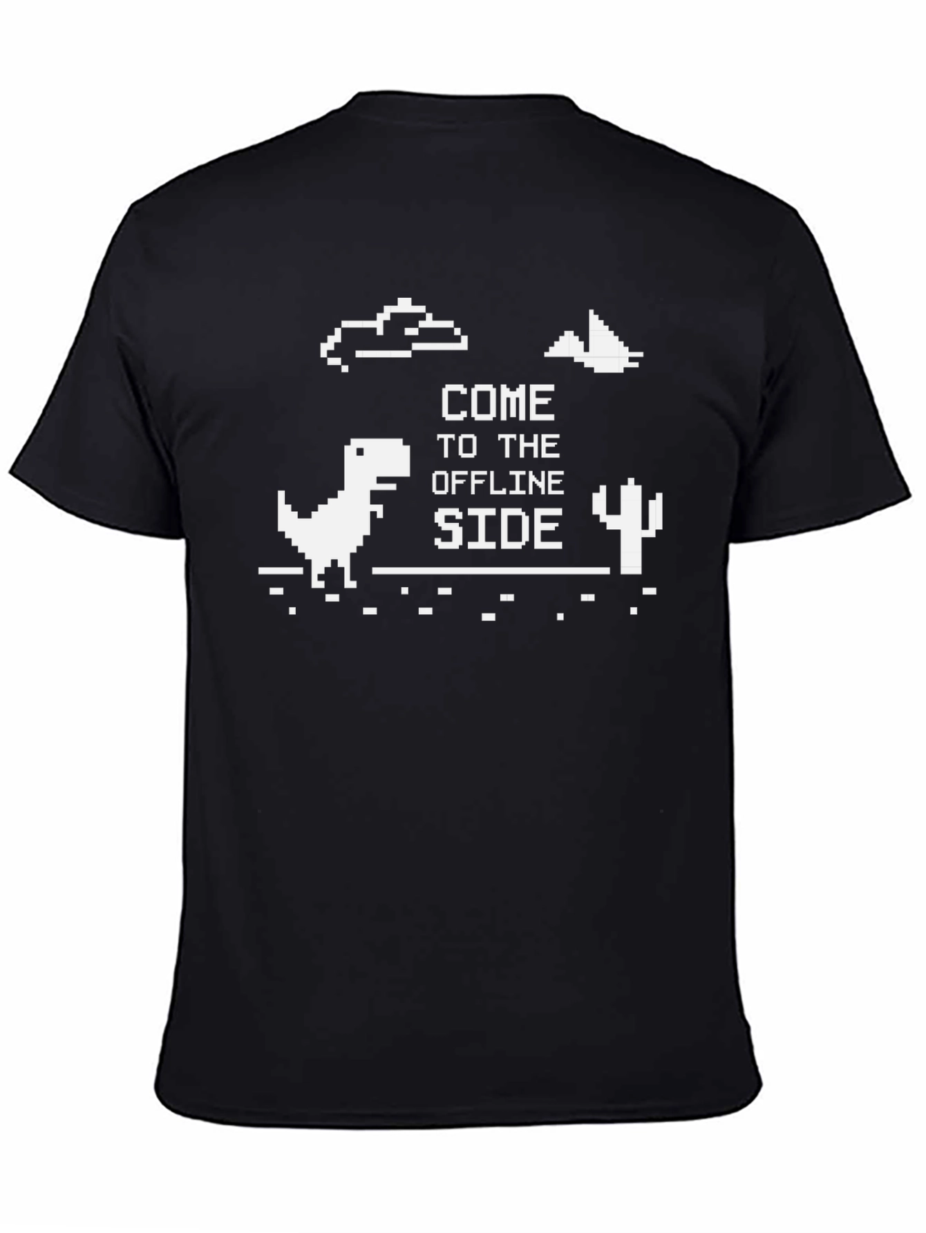 Black Offline Side Pixel Art T-Shirt - Funny Geeky Tee view 4