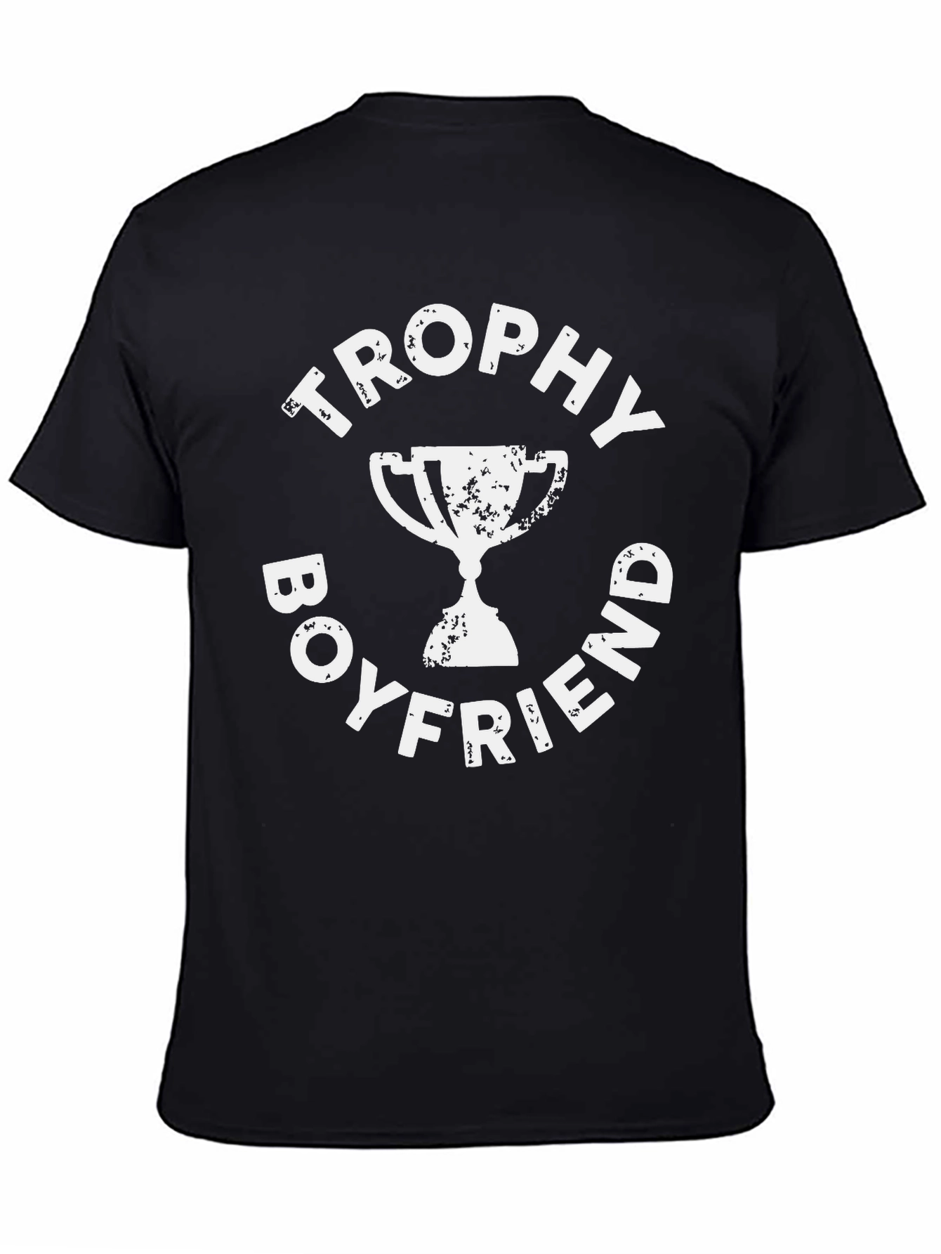 Black Trophy Boyfriend Graphic Tee - Black Cotton T-Shirt view 4