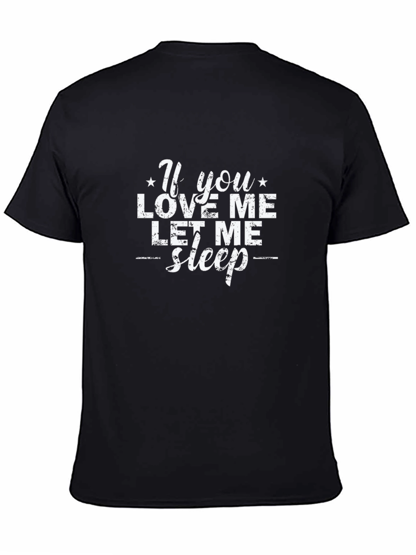 Black Funny "Let Me Sleep" Graphic Tee - Black Cotton T-Shirt view 4