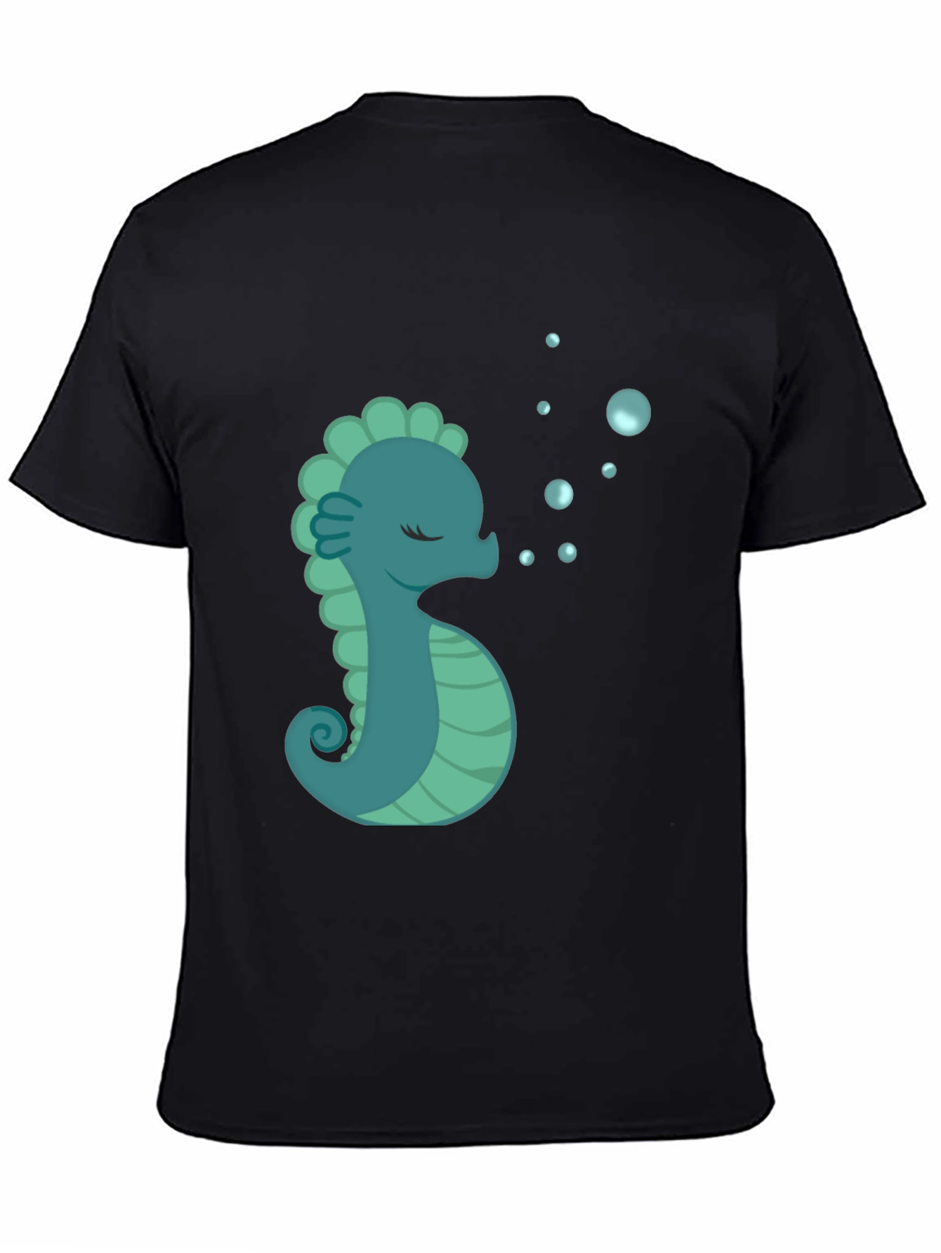 Black Seahorse Graphic T-Shirt - Black Cotton Tee view 4