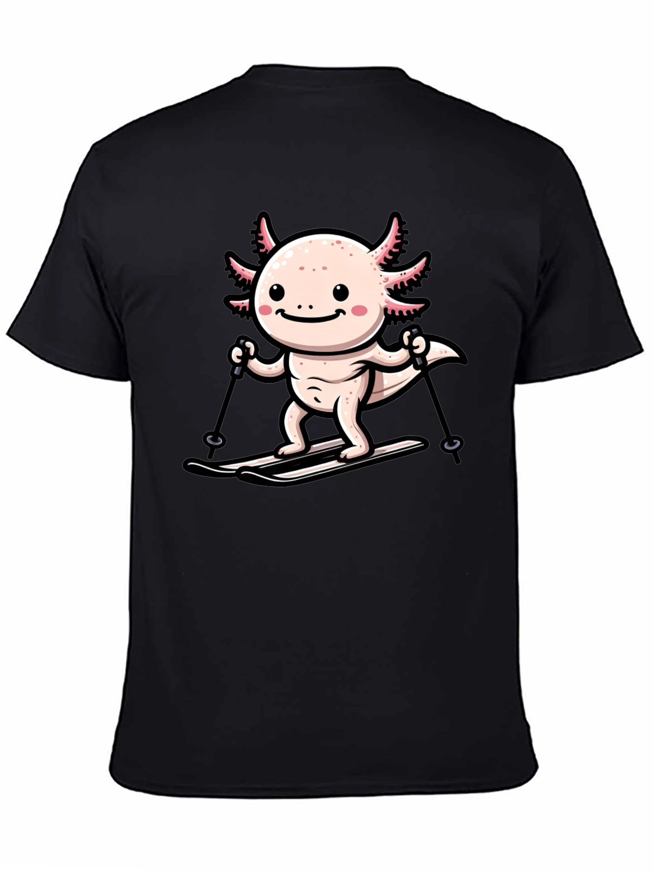Black Axolotl Skiing Graphic Tee - Black view 4