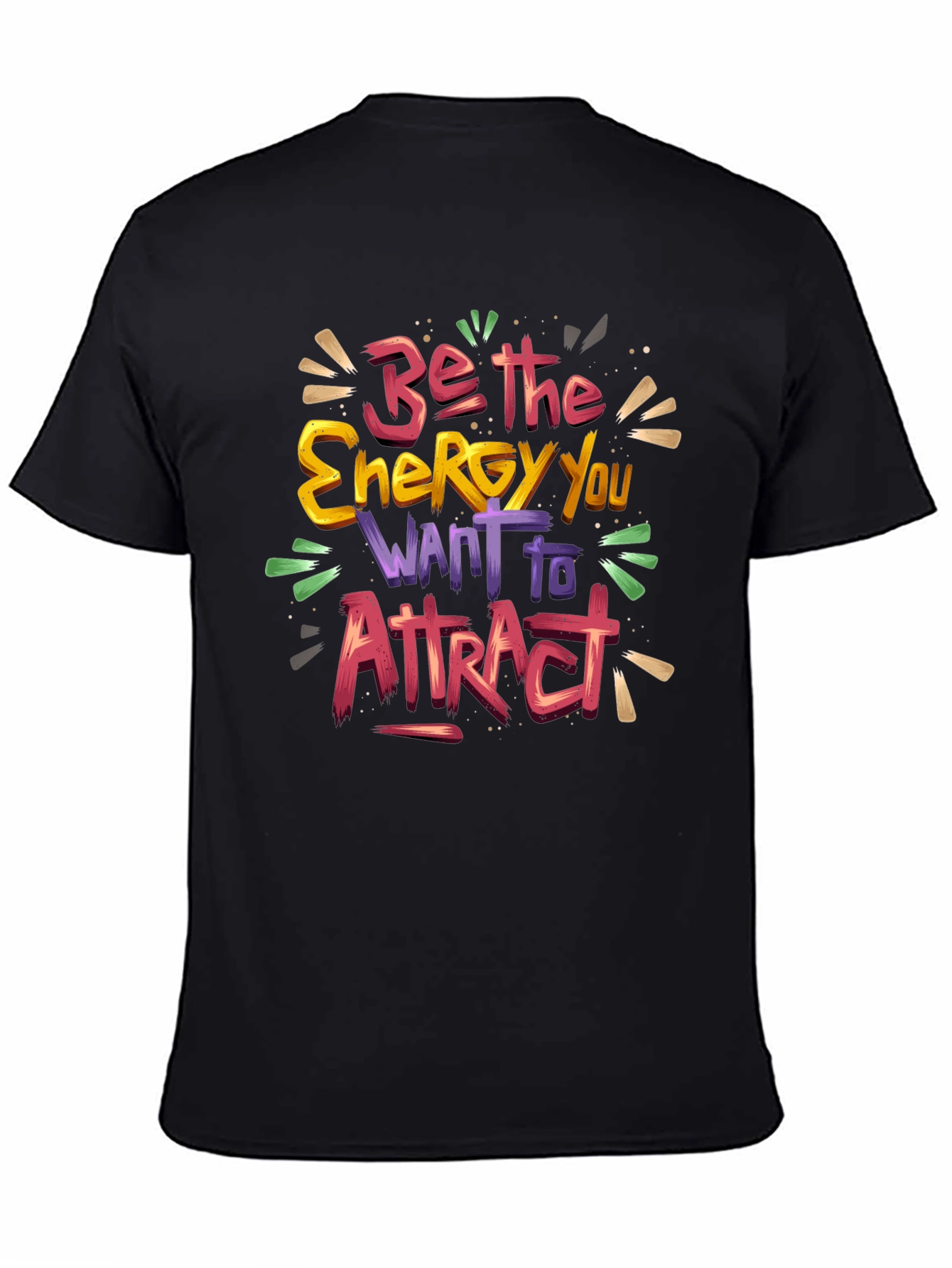 Black Inspirational Graphic Tee - 'Be The Energy' Black Cotton view 4
