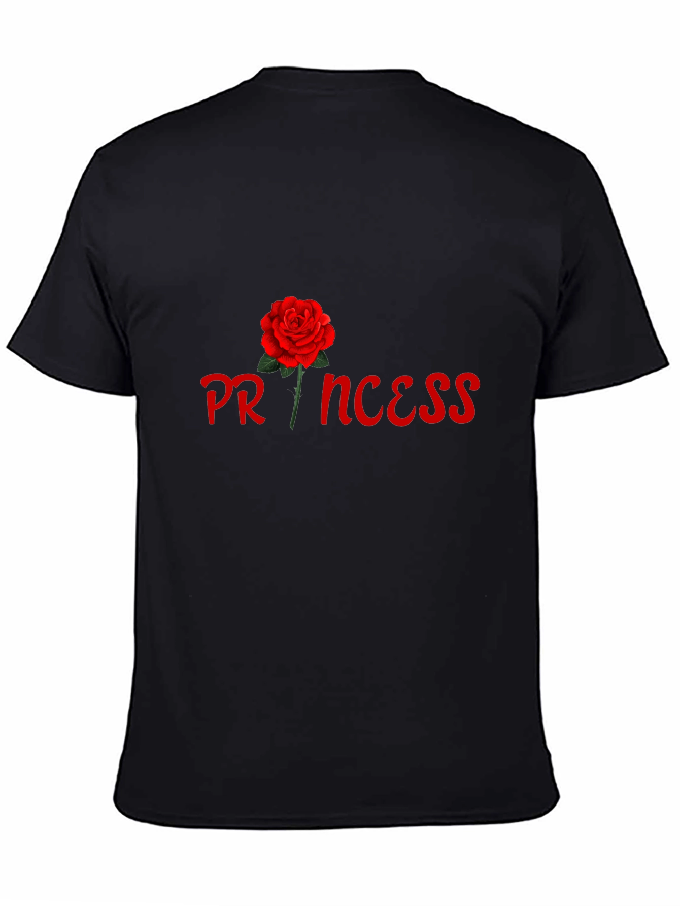 Black Princess Rose Graphic Tee - Stylish Black Cotton T-Shirt view 4