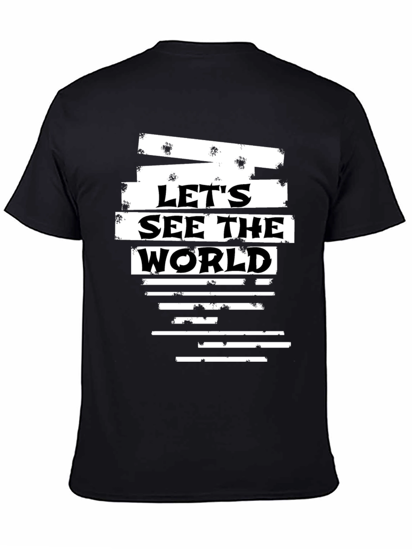 Black Let's See The World Graphic T-Shirt view 4